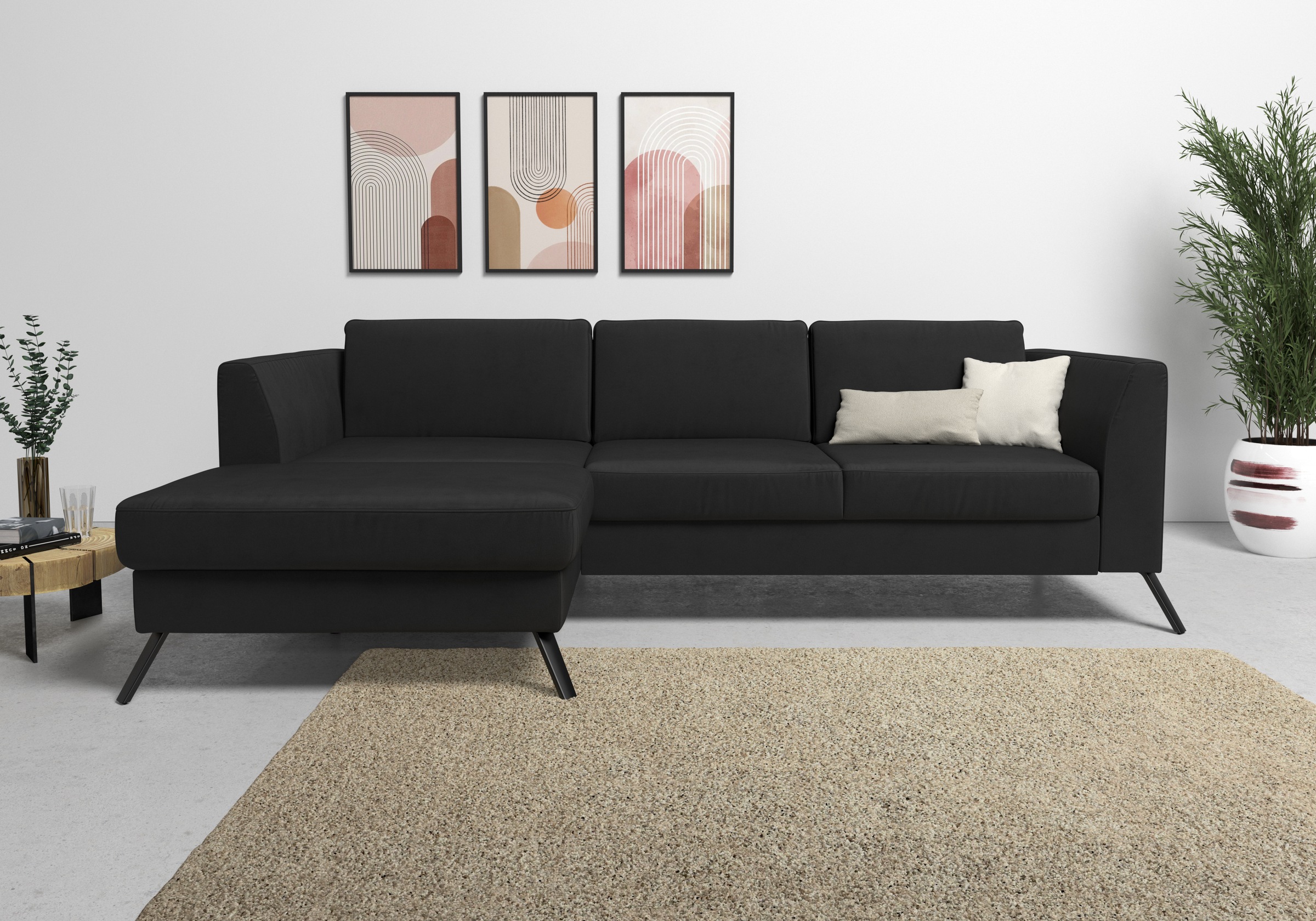 sit&more Ecksofa »Olsen L-Form«, inklusive Sitztiefenverstellung, wahlweise mit Bettfunktion, 15cm hoch