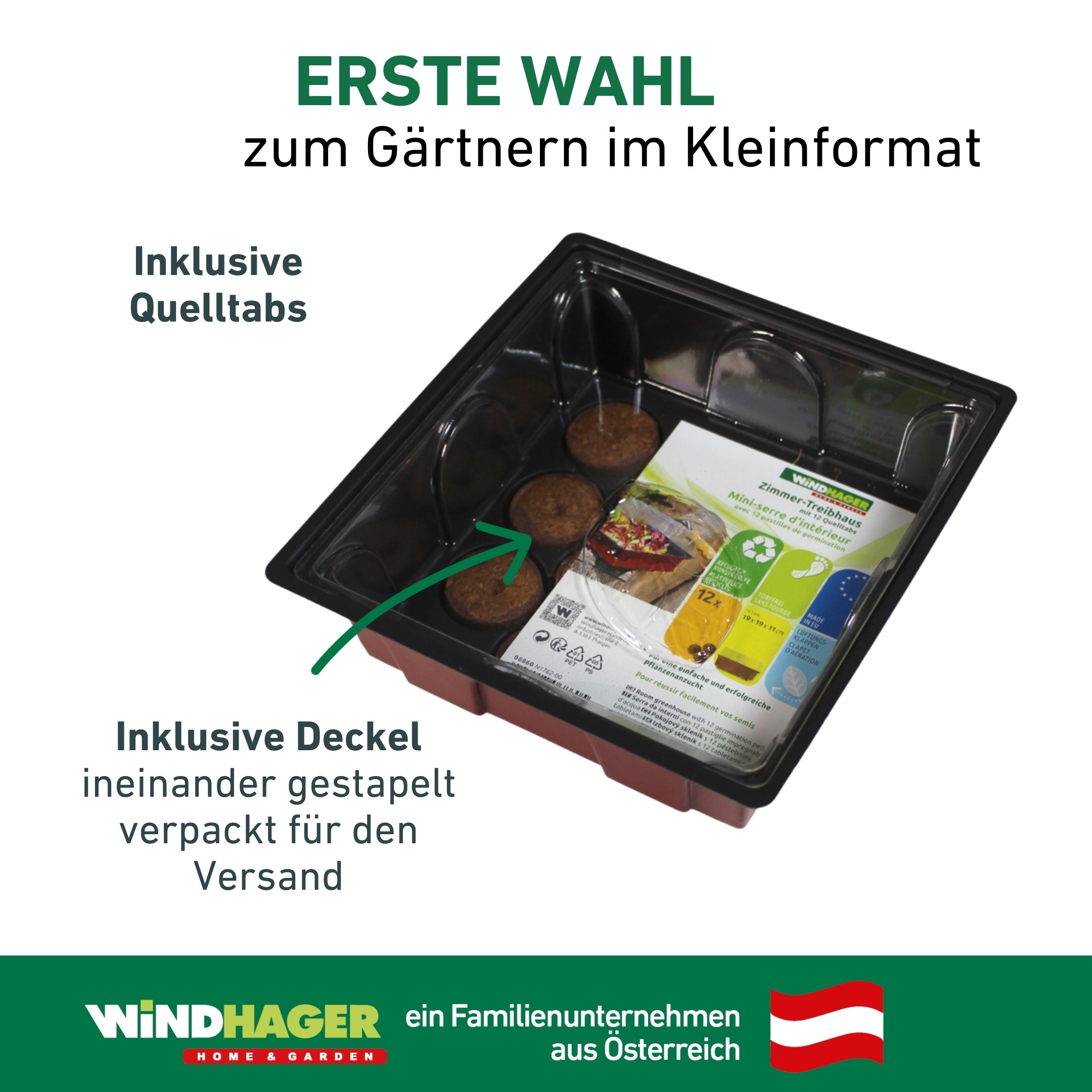 Windhager Gewächshaus »für Fensterbänke, Zimmer-Gewächshaus Indoor« Anzucht Fensterbank-Treibhaus inkl. 12 Quelltabs, 19,5x19x11 cm