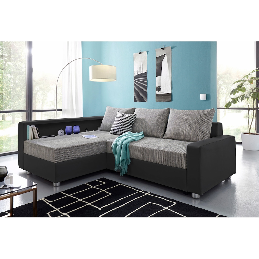 COLLECTION AB Ecksofa »Relax«, inklusive Bettfunktion, Federkern, wahlweise mit RGB-LED-Beleuchtung