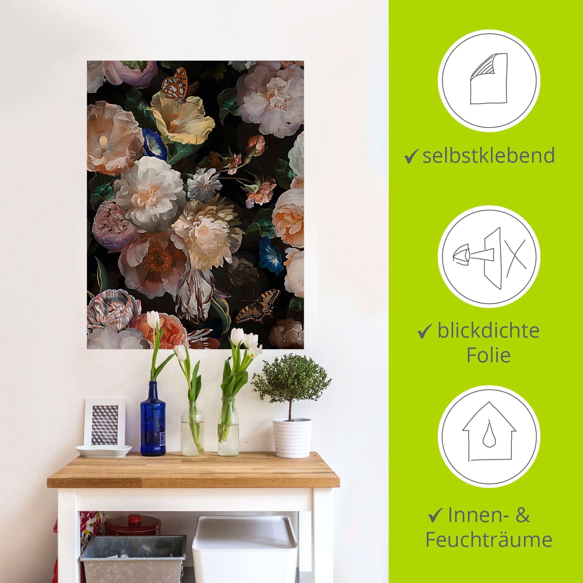 Artland Wandbild »Antike Holländische Blumen«, Blumenbilder, (1 St.), als Alubild, Outdoorbild, Leinwandbild, Poster, Wandaufkleber