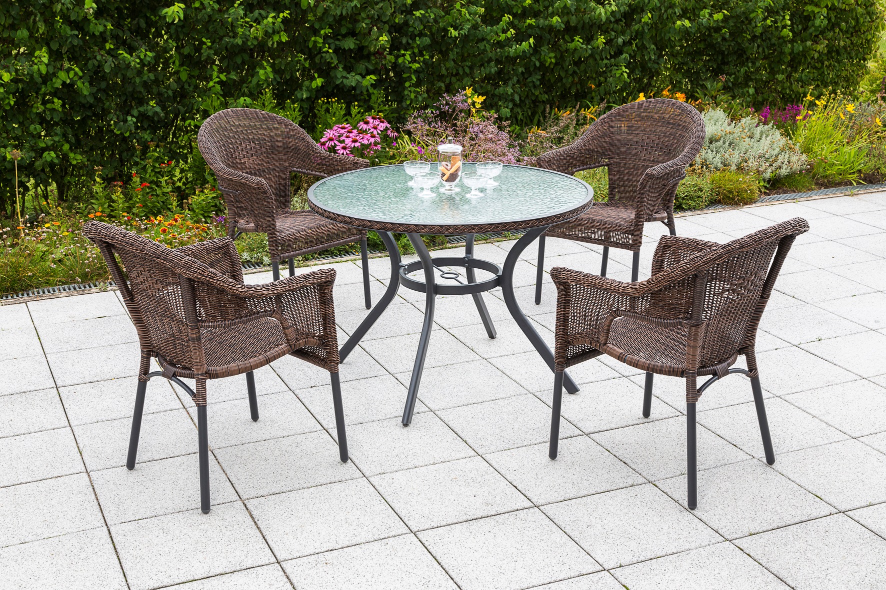 Merxx Ravenna Gartentisch Rund Ø 100 cm Graphit-Schoko günstig online kaufen