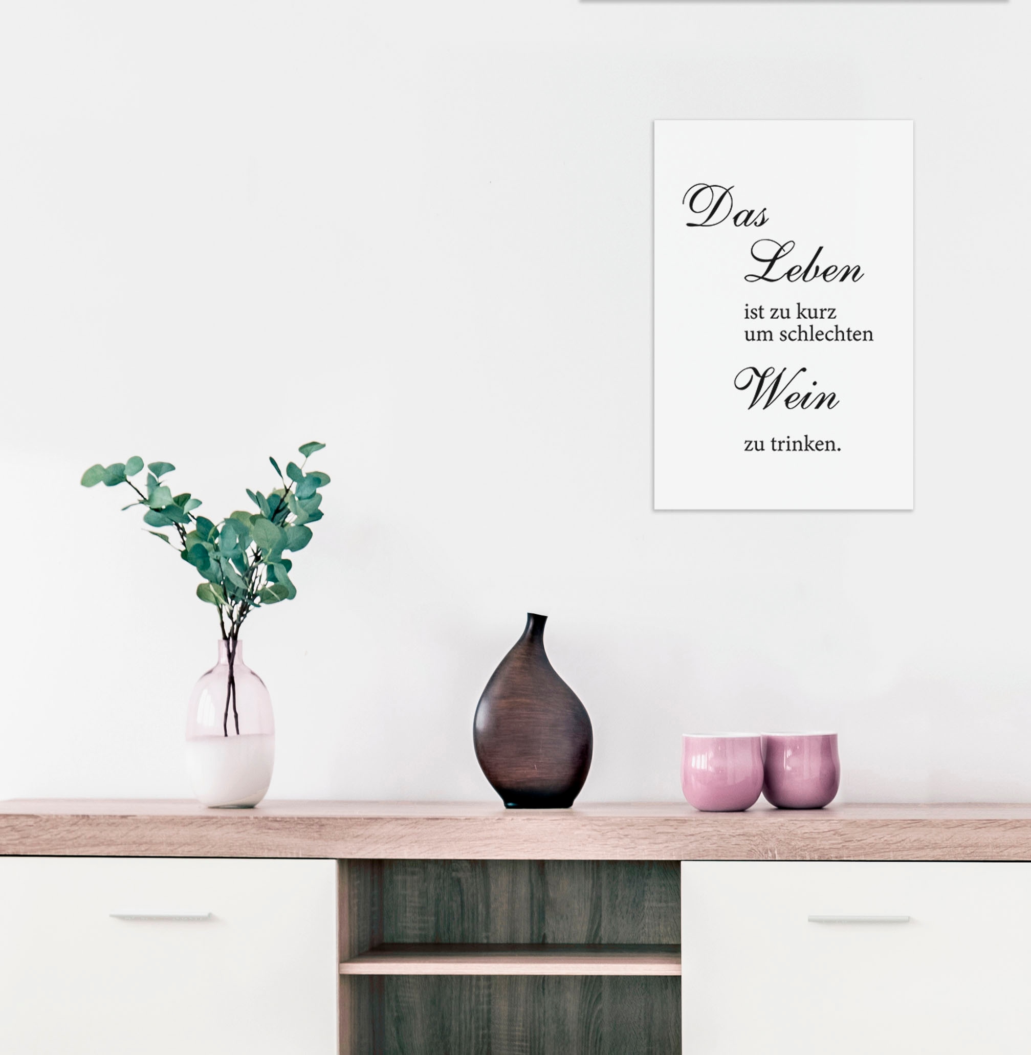 queence Wanddekoobjekt »Leben und Wein«, Stahlschild, Blechschild, Spruch, Witzig, Wanddeko, retro, 20x30cm