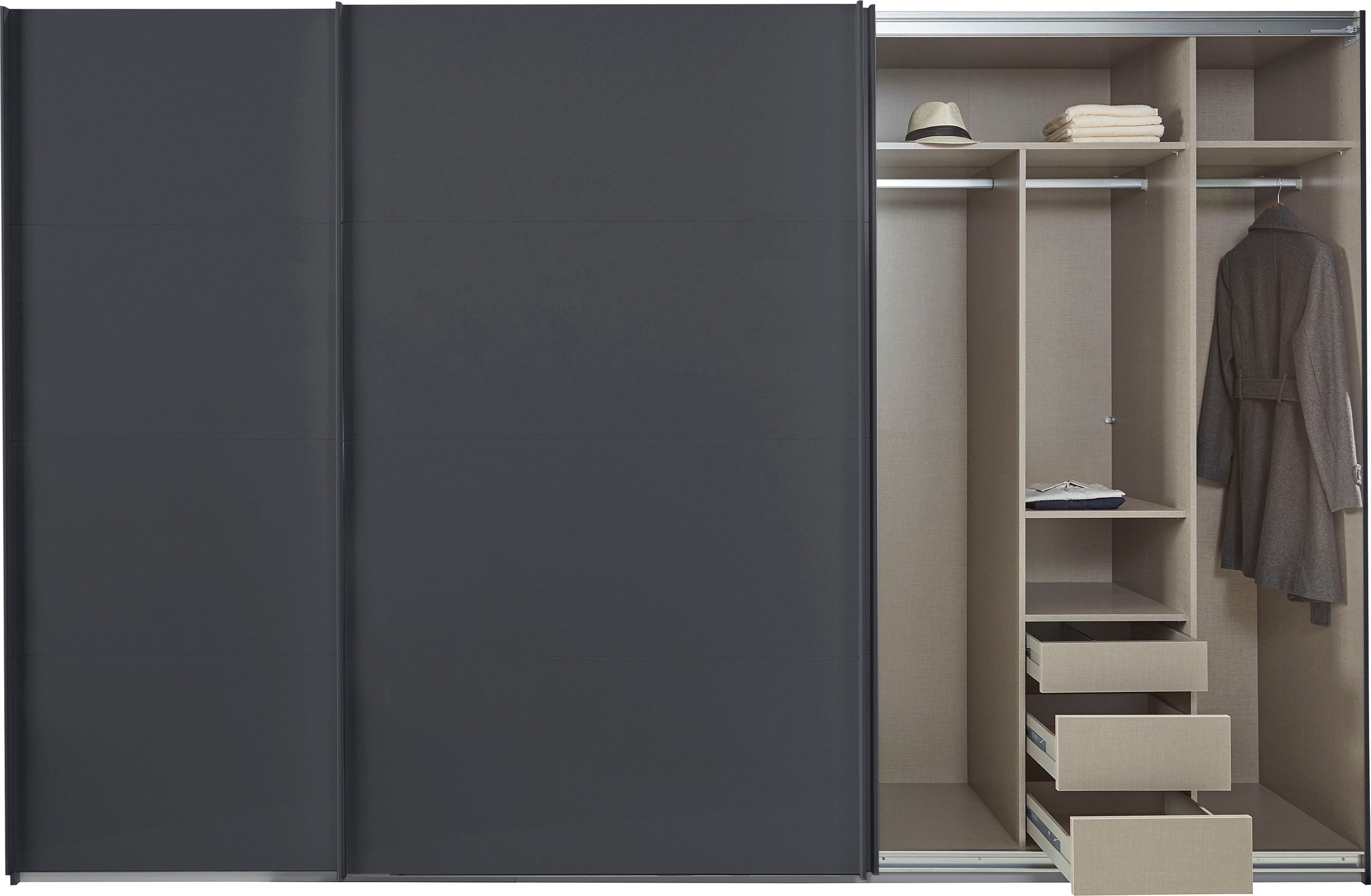 rauch Schwebetürenschrank »Kleiderschrank Schrank Garderobe TOPSELLER OTELI inkl. Inneneinteilung«, mit 3 Innenschubladen sowie zusätzlichen Einlegeböden MADE IN GERMANY