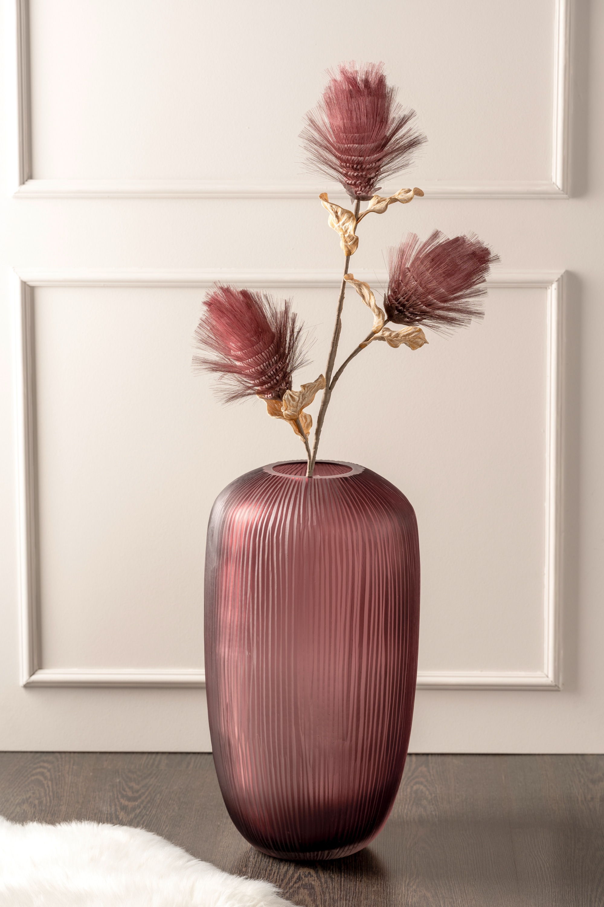 LEONARDO Bodenvase »Dekovase BELLAGIO«, (1 St.), aus Glas, beere, Höhe ca. 52 cm, handgefertigt