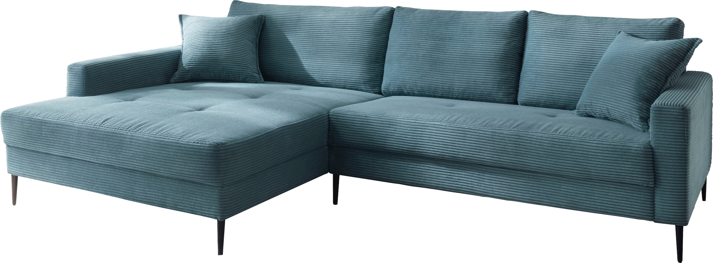 Trends by HG Ecksofa »SUMMER L-Form«, in Cord-Stoff mit Metallfuß, wahlweise mit Kopfstützen