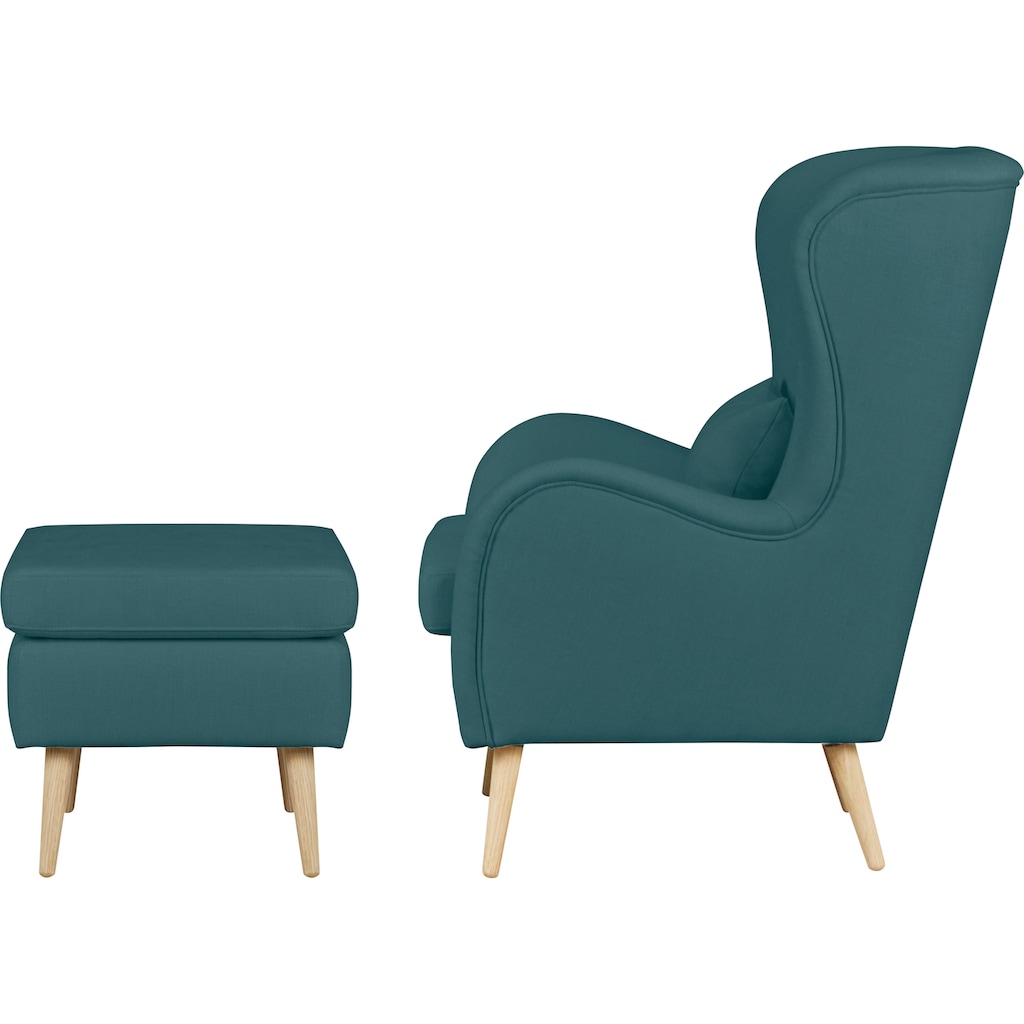 Guido Maria Kretschmer Home&Living Sessel »Salla«, wahlweise mit oder ohne Hocker; großer Sessel: Maße B/T/H: 78/94/118 cm, Bezug auch in Luxus-Microfaser in Teddyfelloptik