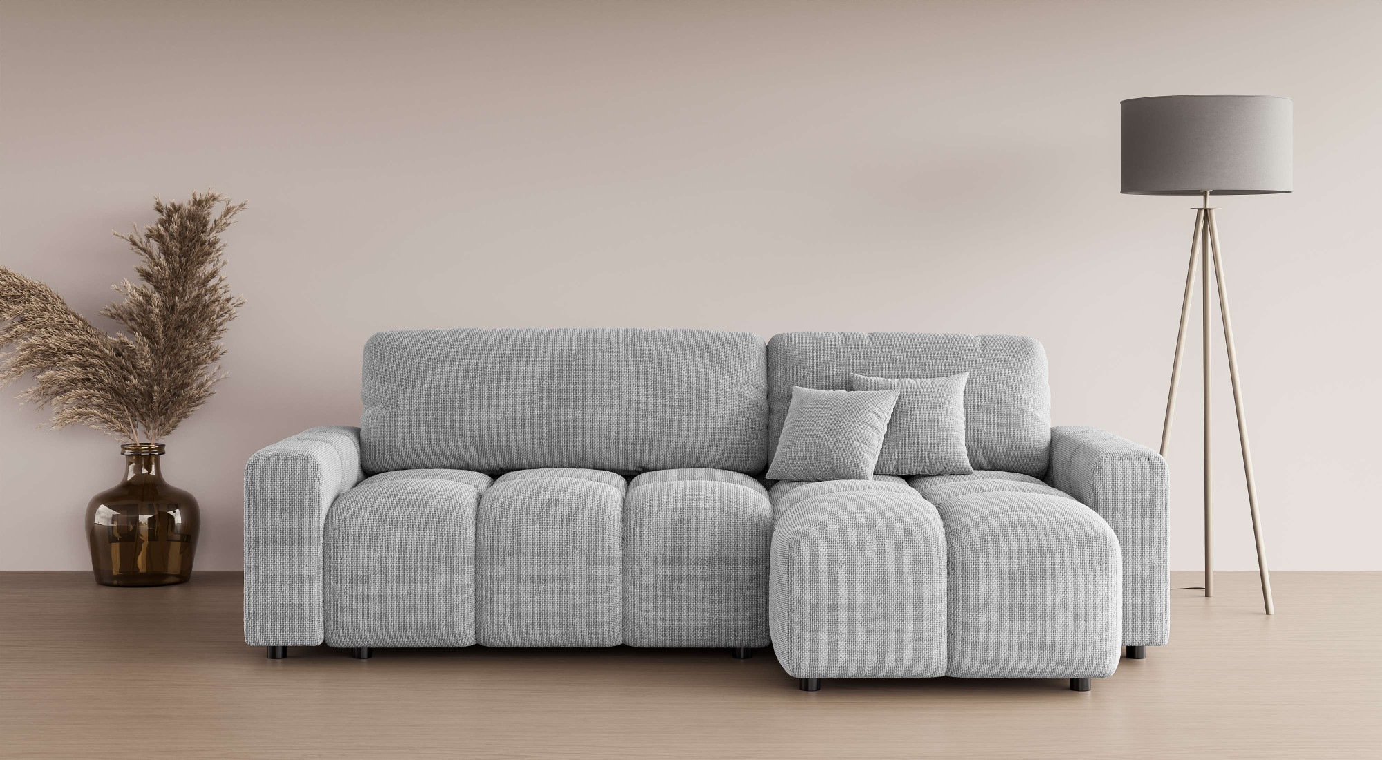 INOSIGN Ecksofa »FELICI, Schlafsofa 233cm, L-Form mit Recamiere beidseitig montierbar«, Designsofa mit Bettfunktion und Bettkasten, Maße B/T/H: 233/142/88 cm