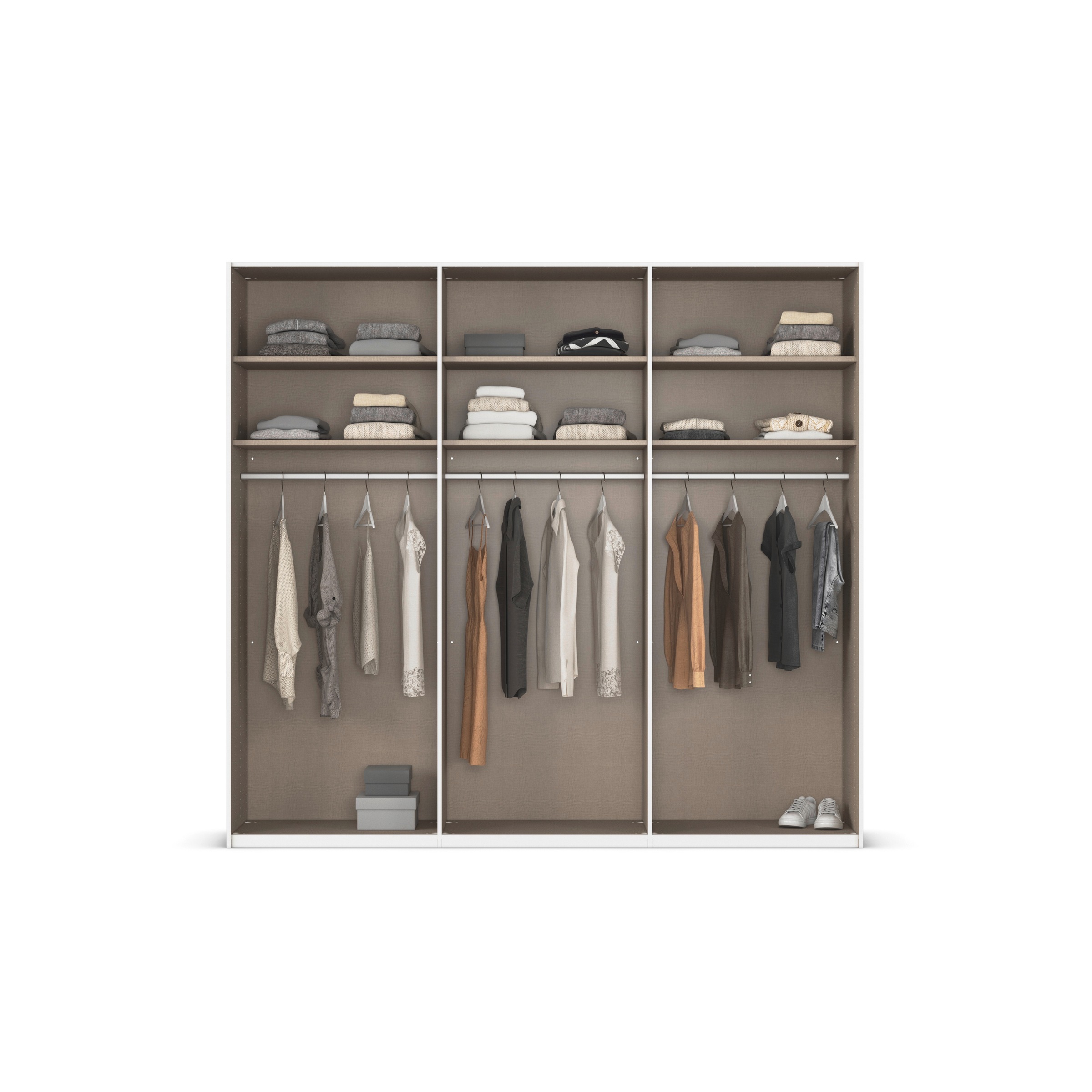 rauch Schwebetürenschrank »Kleiderschrank Schrank Garderobe Schlafzimmerschrank EVELYN«, in elegantem Stil, in 5 Breiten, Griffe in Korpusfarbe MADE IN GERMANY