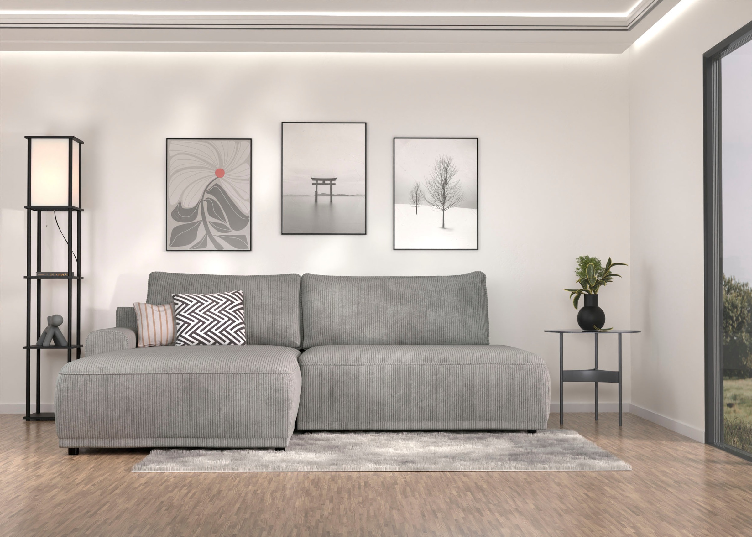 TRENDMANUFAKTUR Ecksofa »Fordon II, Schlafsofa mit Bettkasten, Couch in L-F günstig online kaufen