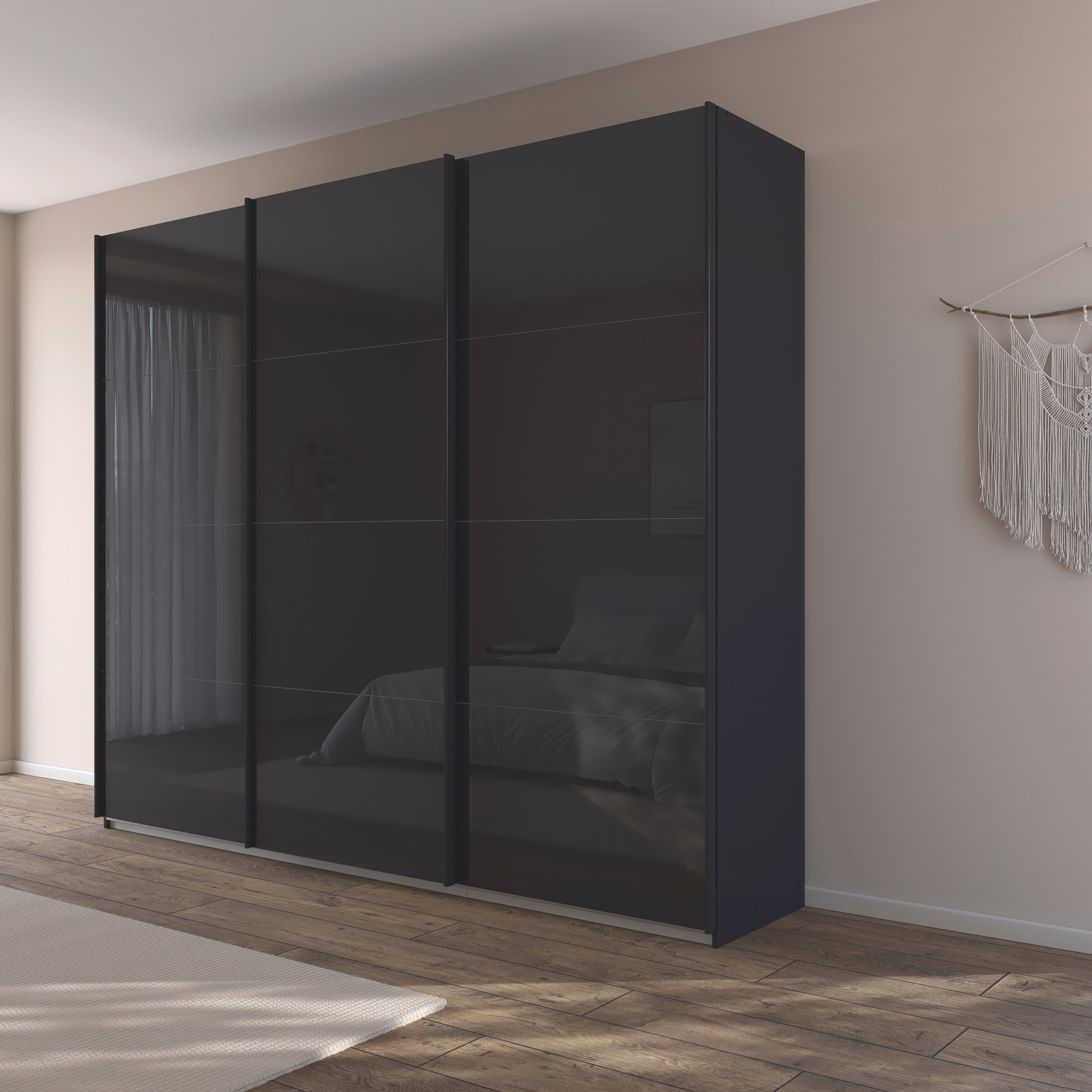 rauch Schwebetürenschrank »Kleiderschrank Schrank Garderobe AGORDO mit Glasfront«, durchdachte Innenausstattung, in 4 Breiten und 2 Höhen MADE IN GERMANY