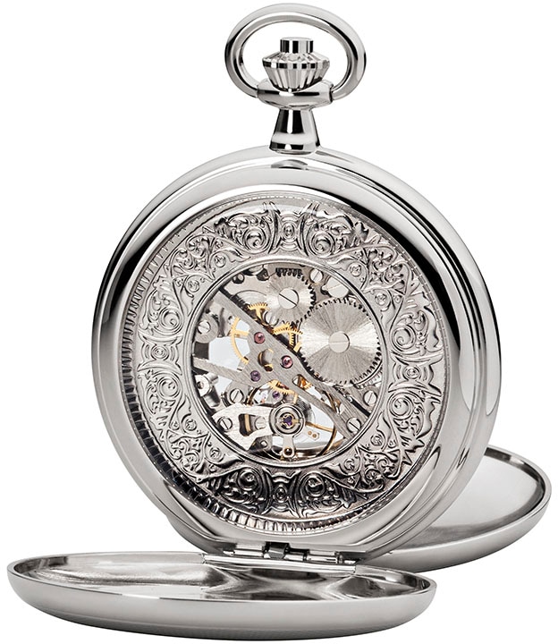 Regent Taschenuhr »P700«, (Set, 2 tlg., mit Kette), Herrenuhr, Handaufzug, Acrylglas