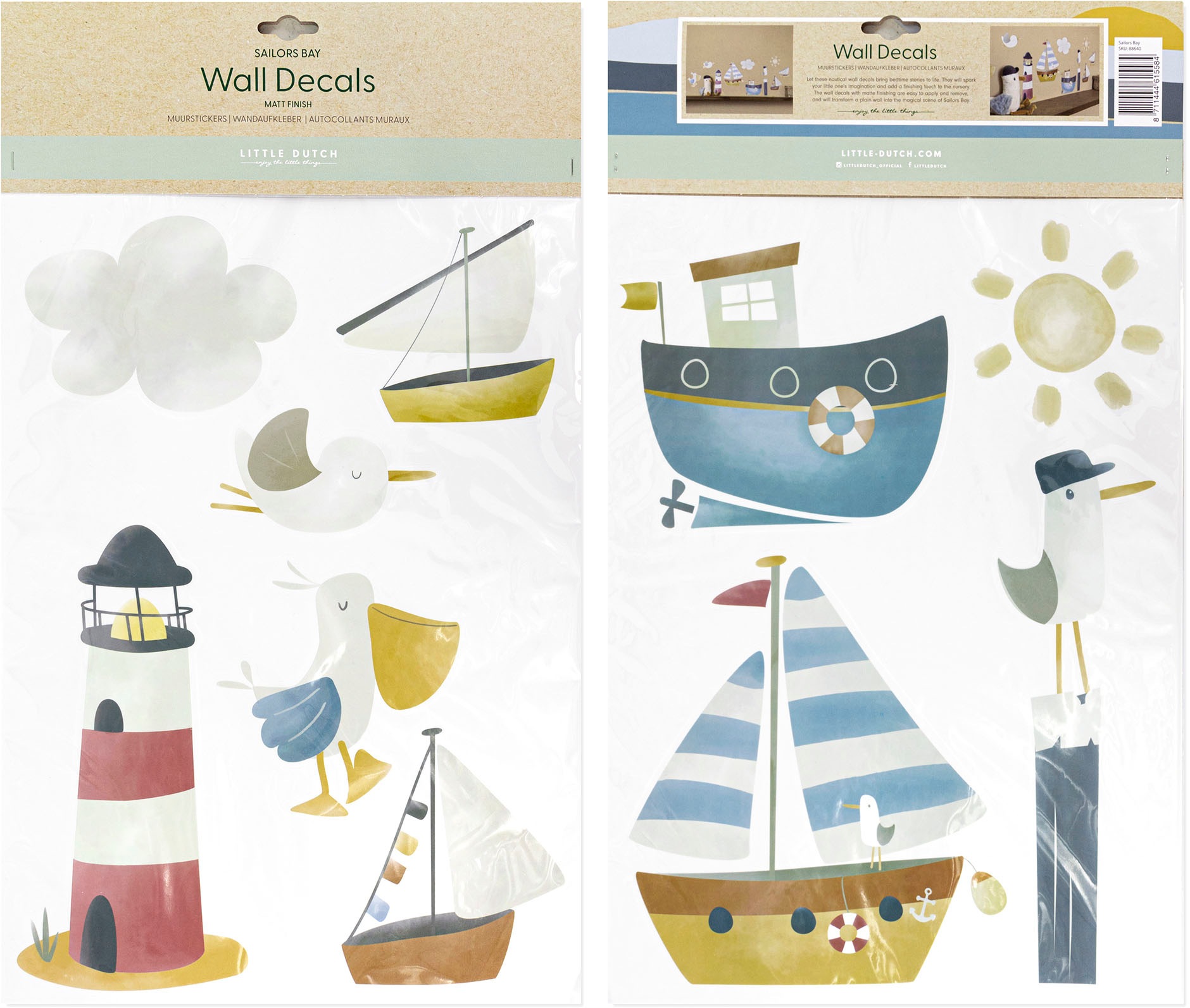 LITTLE DUTCH Wandtattoo »Little Dutch Selbstklebende Wandtattoo Set Sailors Bay«, (Set, 2 St.)