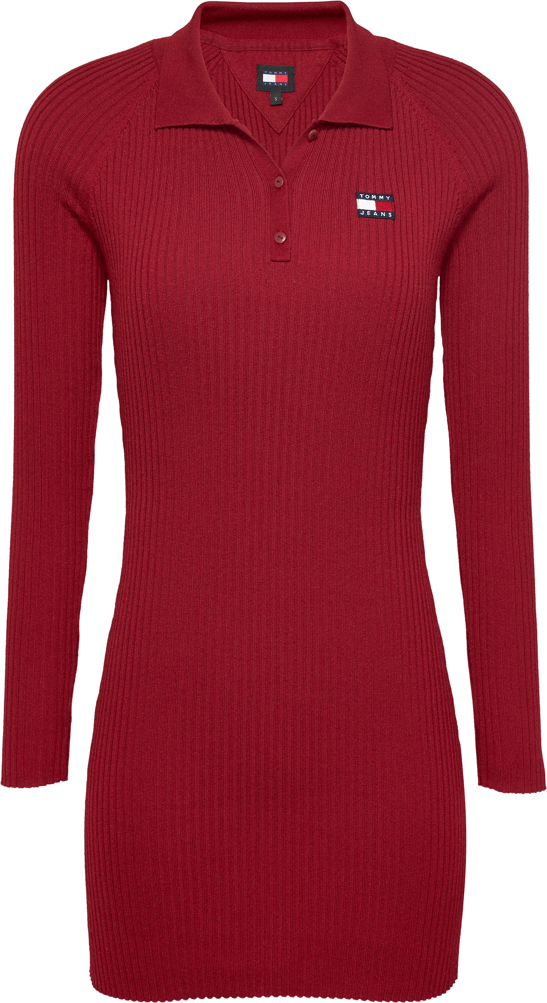 Tommy Jeans Strickkleid »TJW COLLAR BADGE SWTER DRESS EXT«, mit Kragen, Logo-Badge