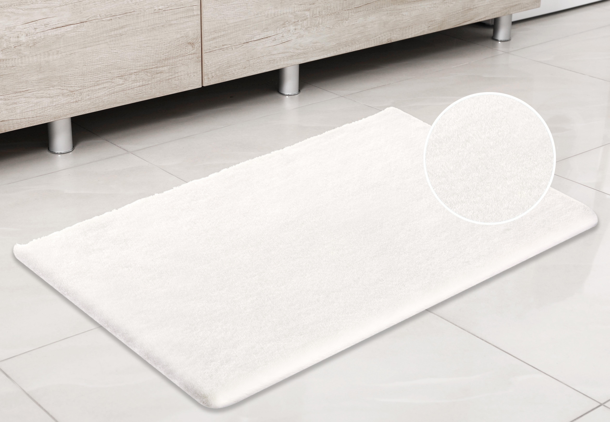 my home Badematte »Valeria, Kaninchenfell-Haptik«, rutschhemmend beschichtet, fußbodenheizungsgeeignet-strapazierfähig, Kunstfell, weicher Badteppich