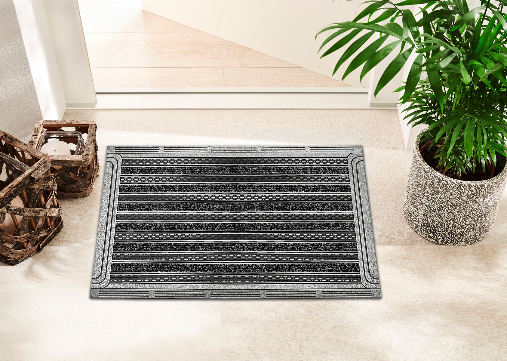 Home2Fashion Fußmatte »GridClean ST-XXL«, rechteckig, 12 mm Höhe, Schmutzfangmatte, robust & strapazierfähig, In- und Outdoor geeignet