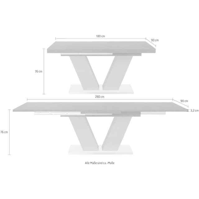 Mäusbacher Esstisch »Komfort D«, mit V-Gestell in graphit und mit  Auszugsfunktion, Breite 180-280 cm auf Raten bestellen