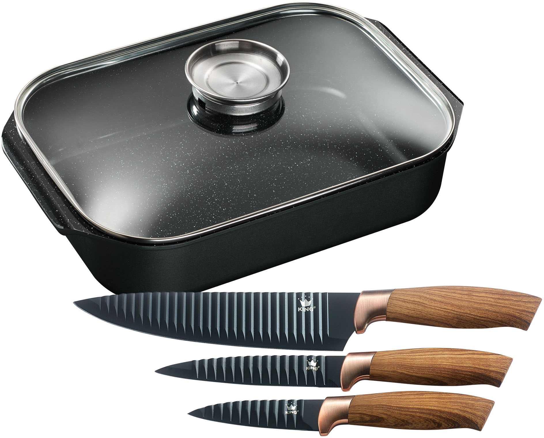 KING Bräter Aluminiumguss Set, 5 Stk. tlg. Bräter 6 L+Glasdeckel,Keramikbes günstig online kaufen