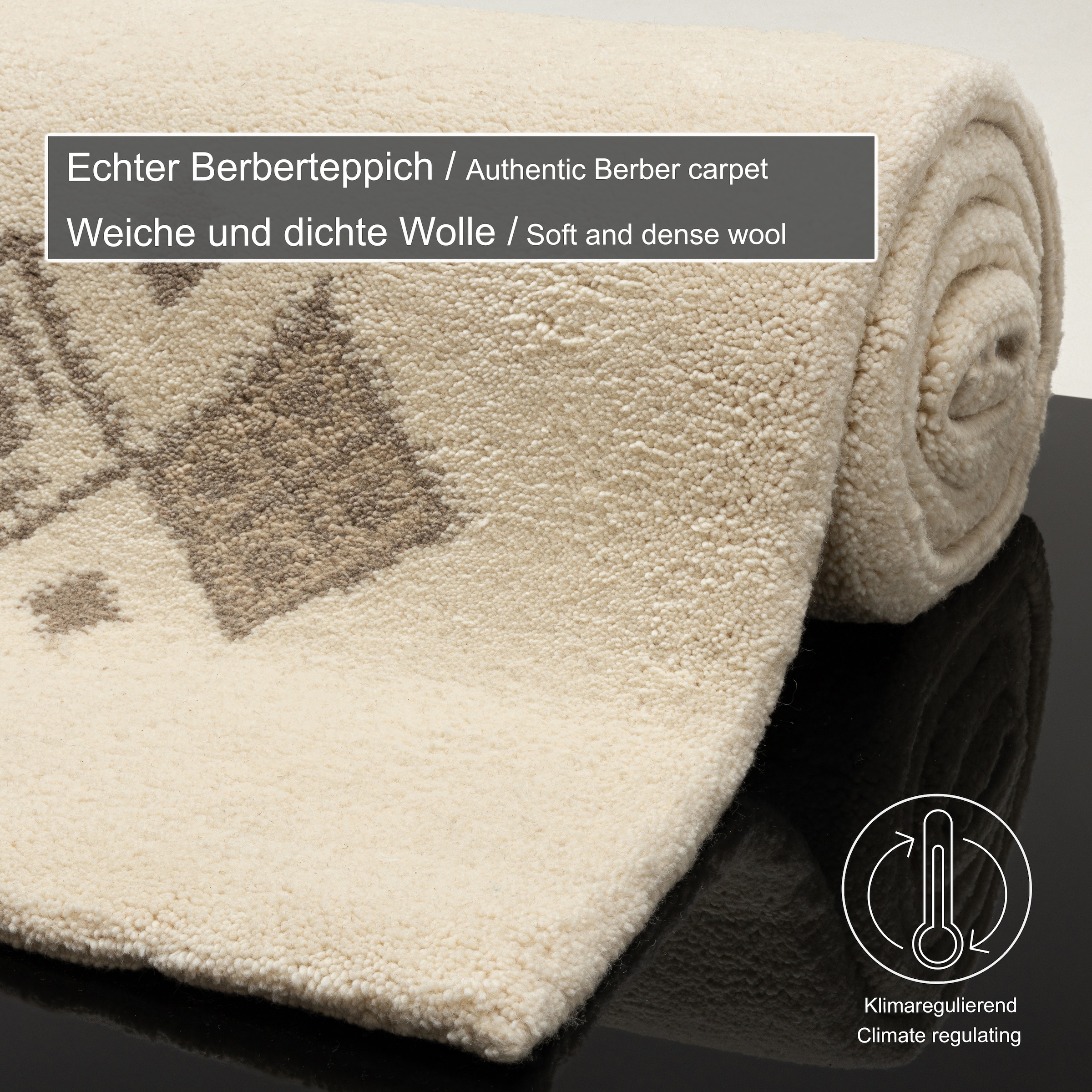 THEKO Wollteppich »Taza Royal 609« rechteckig 28 mm Höhe echter Berber Teppich aus Marokko, reine Wolle, handgeknüpft