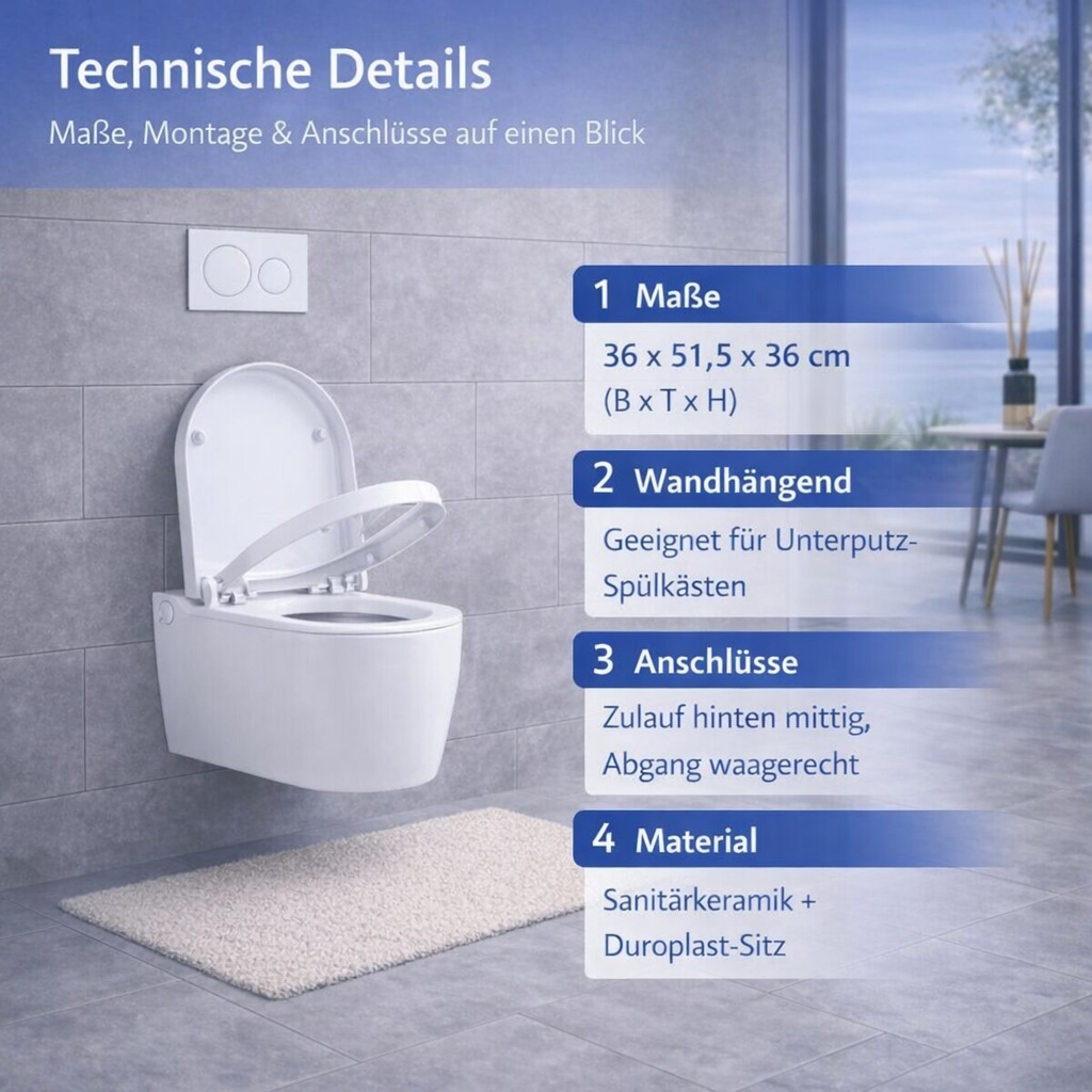 welltime Tiefspül-WC »Vigo« spülrandlose Toilette aus Sanitärkeramik, inkl. WC-Sitz mit Softclose