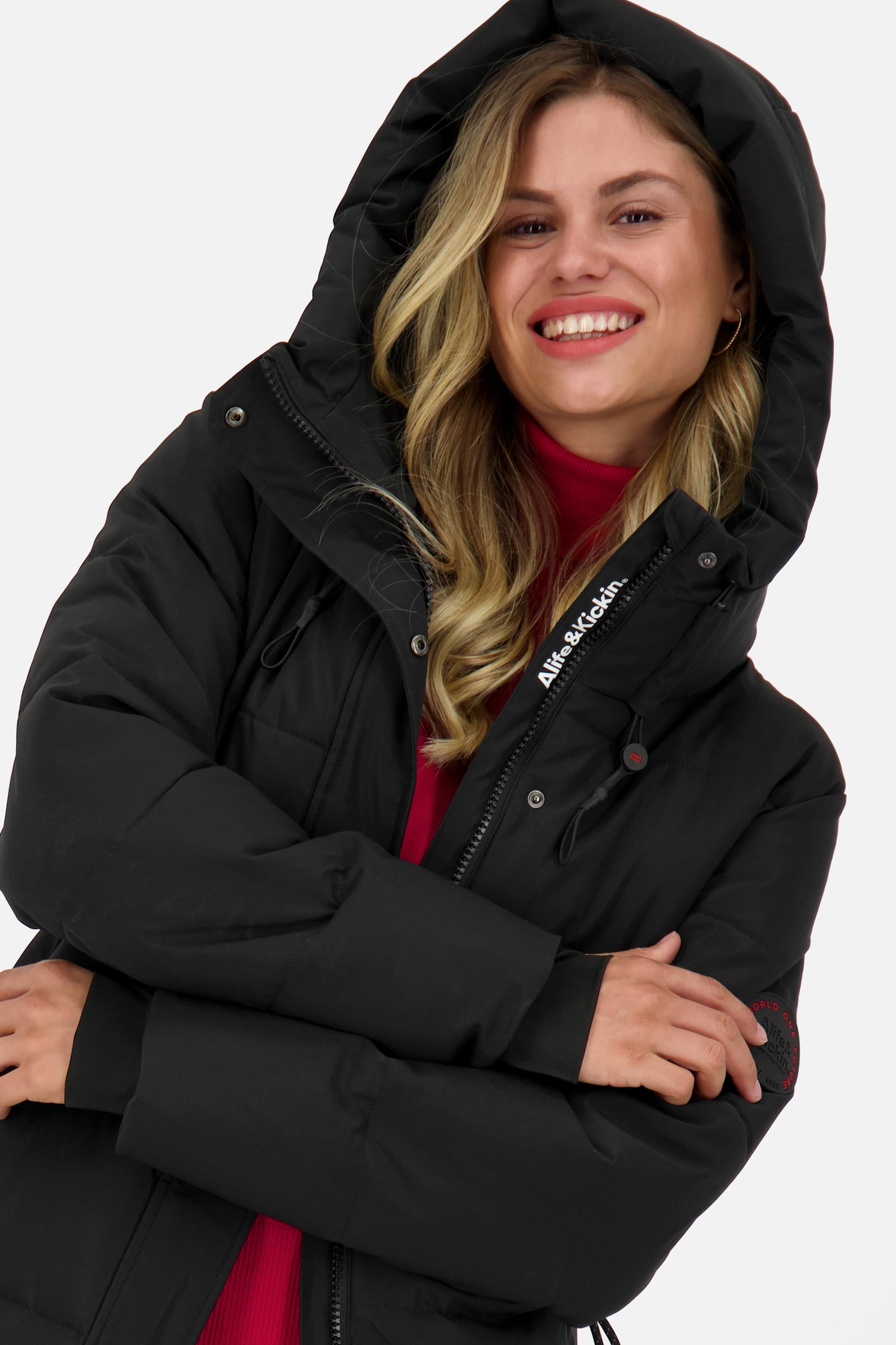 Alife & Kickin Steppjacke »Damen KatiaAK A«, mit Kapuze, Langer Wintermantel mit großer Kapuze und regulierbarer Beinfreiheit