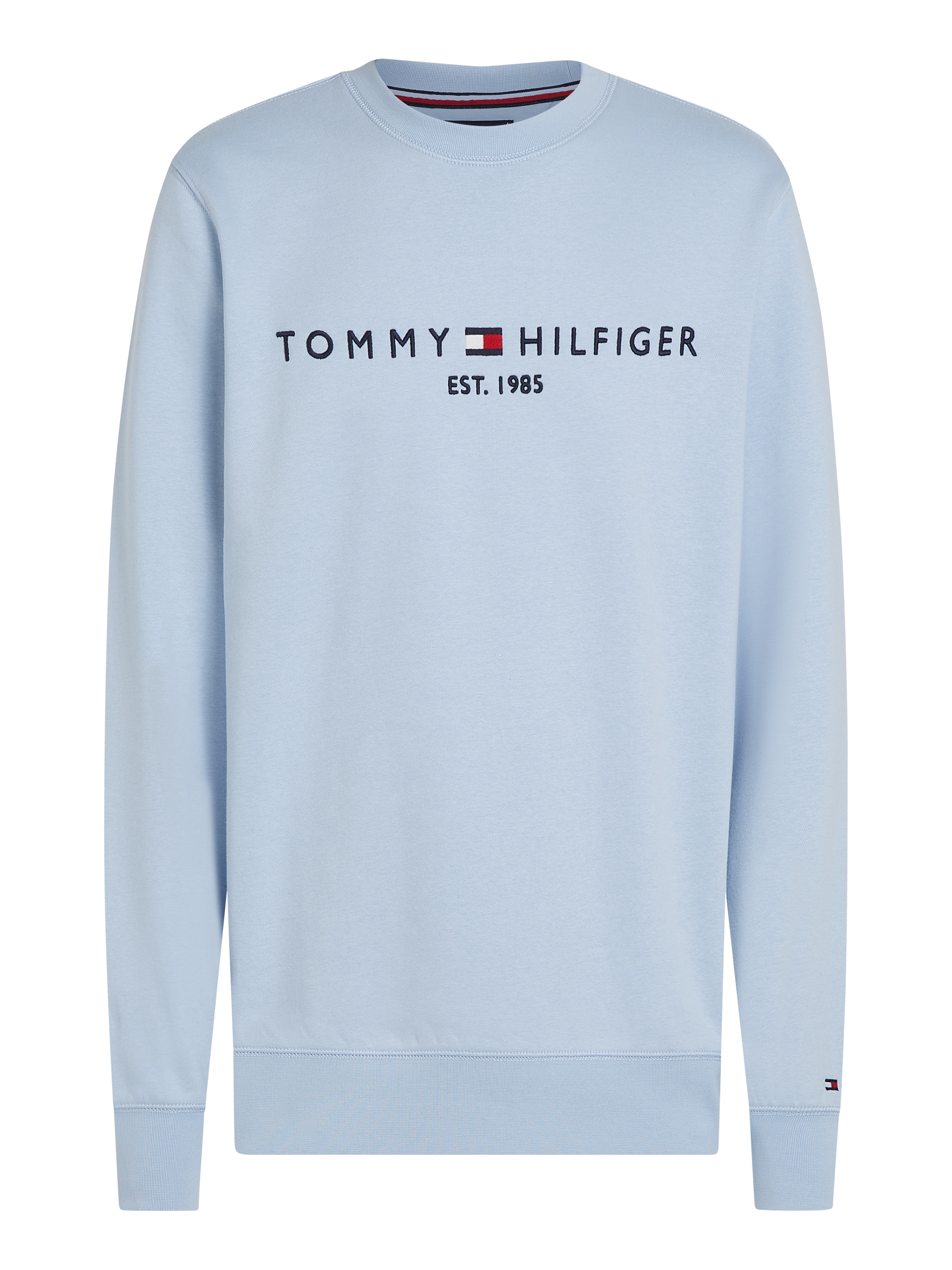 Tommy Hilfiger Sweatshirt »TOMMY LOGO SWEATSHIRT mit Rundhals und Stickerei«, unifarben, casual, regular fit, Baumwollmix, Rundhals