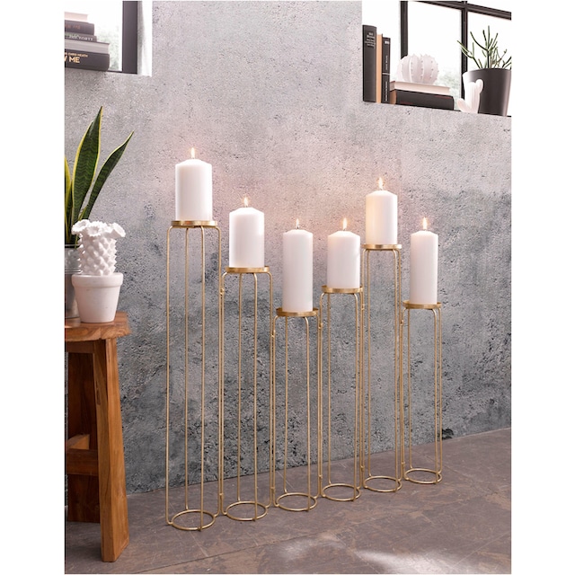 Leonique Kerzenständer »Mareesa«, (1 St.), aus Metall, für Stumpenkerzen, Höhe  ca. 65 cm, variabel stellbar auf Rechnung kaufen