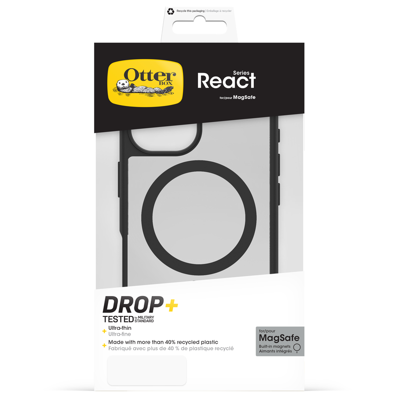 OTTERBOX Handyhülle »React für Apple iPhone 16« iPhone 16 Backcover, Schutzhülle, Handyschutzhülle, Case, Schutzcase, stoßfest Schwarz/Transparent...