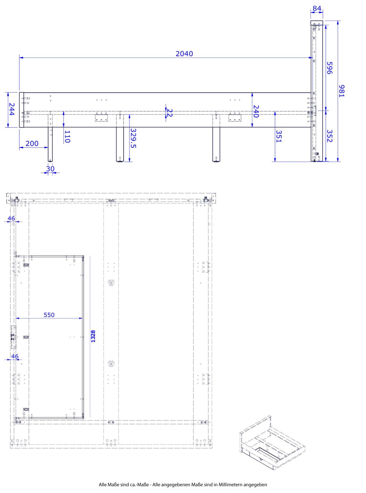 Composad Bettgestell »King-Size-Bett«, (1 tlg.), Mit Platz für Aufbewahrungsschublade (nicht enthalten)
