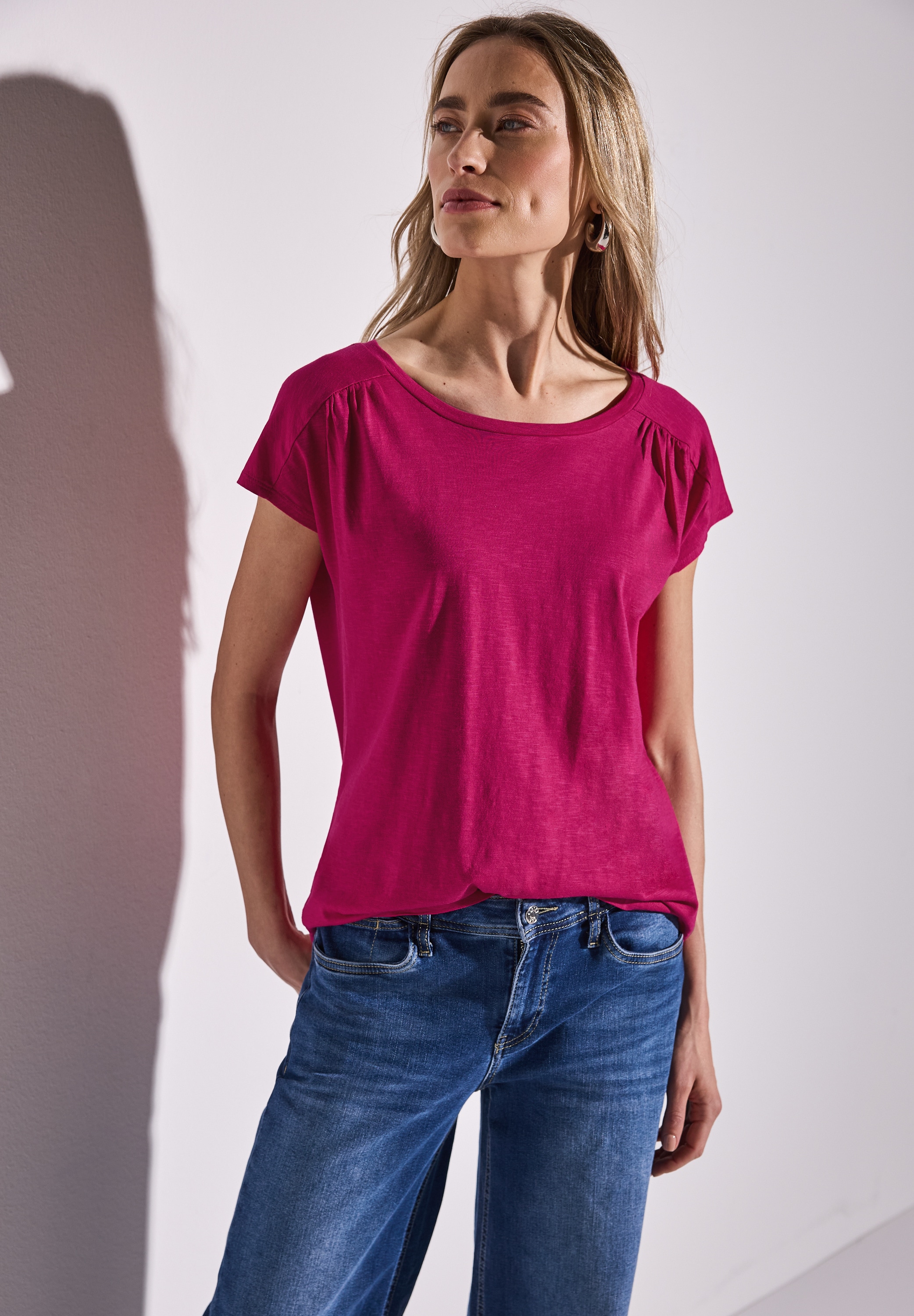 STREET ONE Shirttop, mit Raffung an der Schulter
