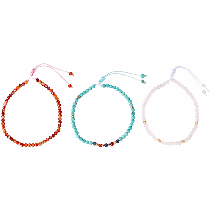 FIRETTI Fußketten Set »Schmuck Geschenk Körperschmuck Edelsteine« mit Jade, Türkis (behandelt), Achat, Karneol...