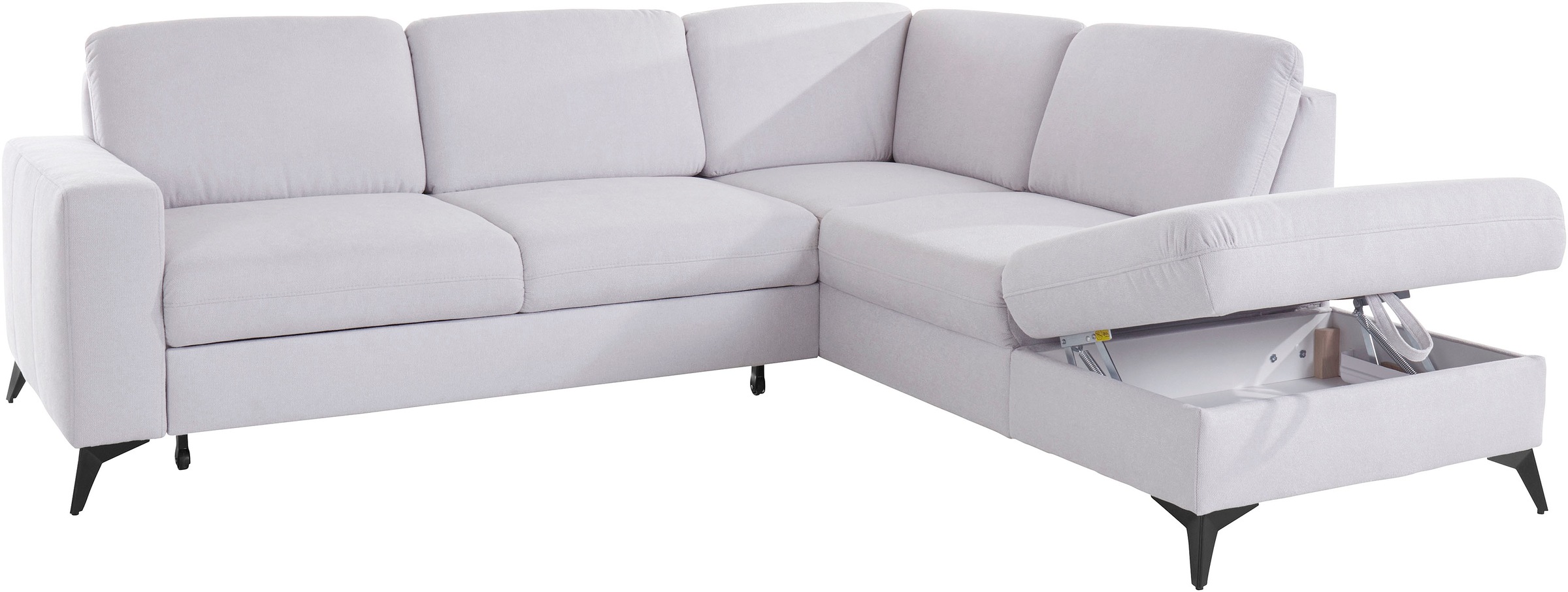 Places of Style Ecksofa »Lolland L-Form«, Wahlweise mit Bettfunktion und Stauraum, auch mit abwischbarem Bezug