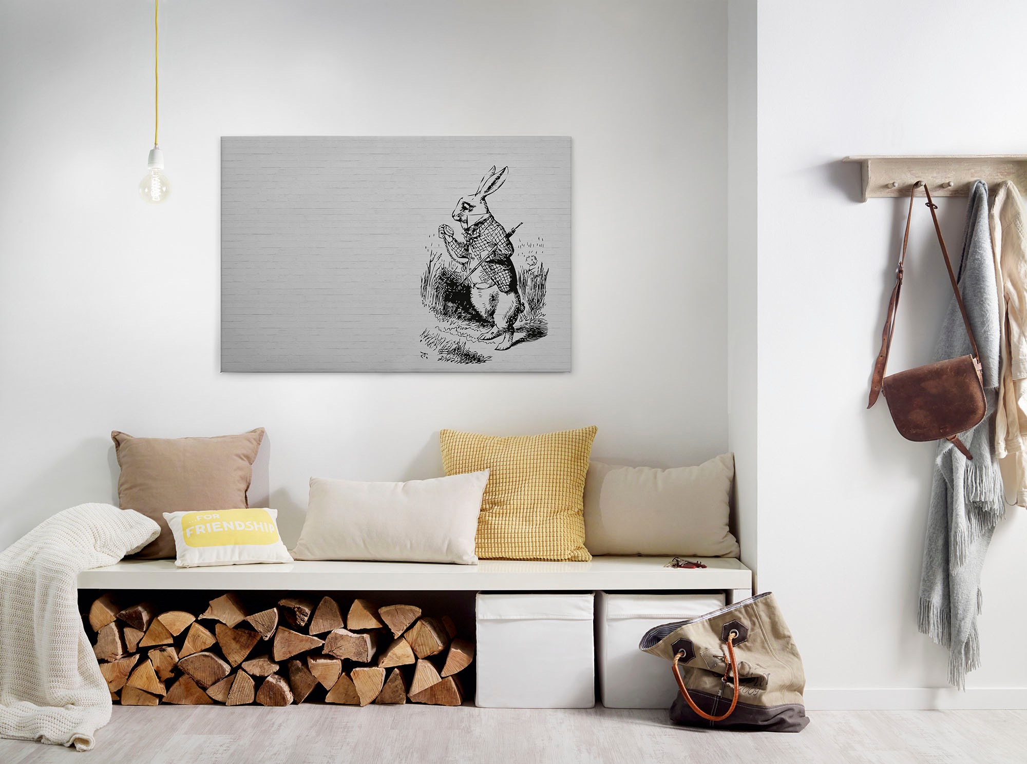 Bricoflor Bild Mit Zeichnung Auf Stein Leinwand Bild Mit Hase Gezeichnet In günstig online kaufen