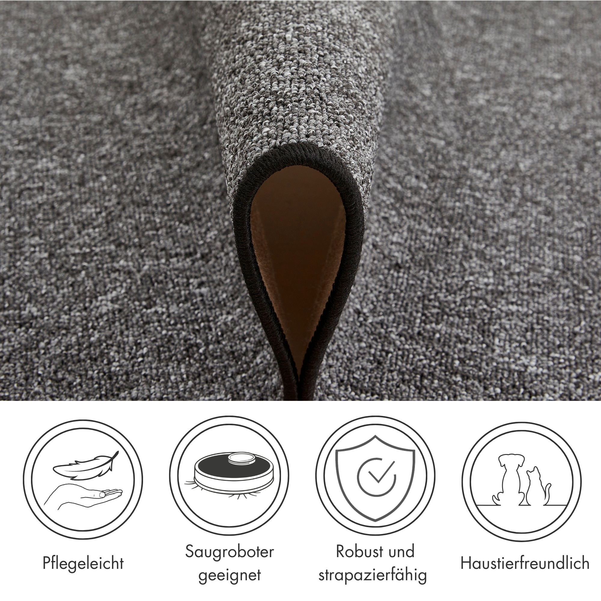 Andiamo Teppich »Luton, Made in Germany«, rund, 5 mm Höhe, melierte Optik, ideal im Wohnzimmer & Schlafzimmer