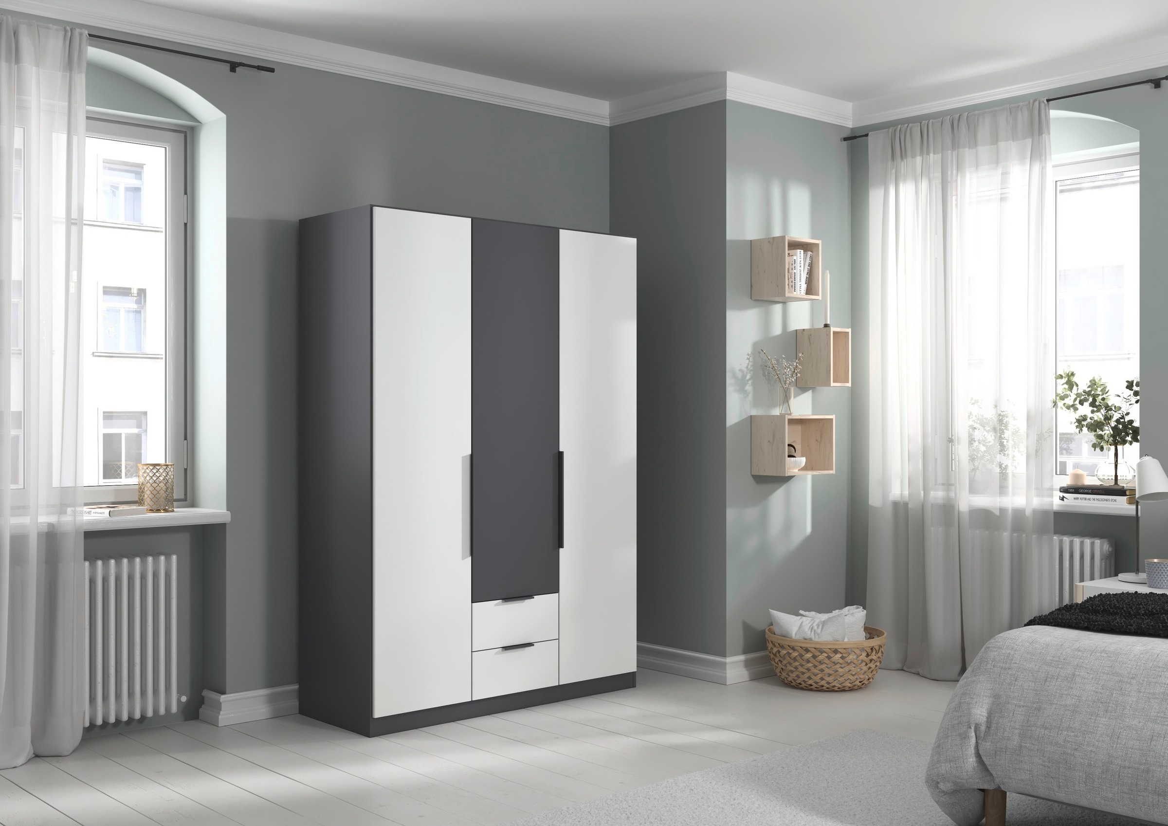 rauch Drehtürenschrank »Kleiderschrank Schrank Garderobe KREFELD optional mit Spiegel«, mit 3 Griff-Varianten, inkl. praktischen Schubladen MADE IN GERMANY