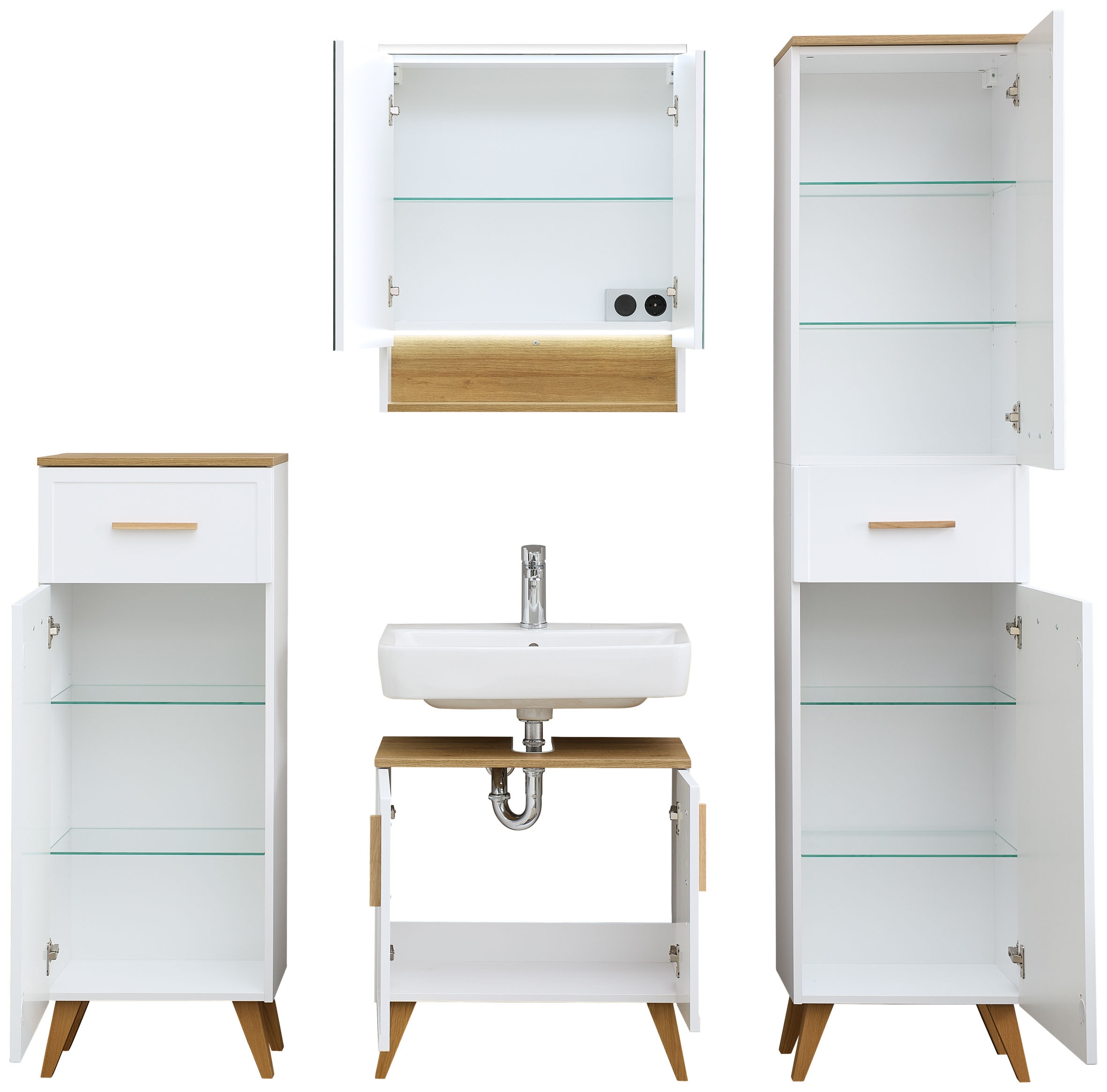 Saphir Badmöbel-Set »5-teilig, mit Soft-Close Türen und Fuß-Set« Set, 7 Stk. tlg.