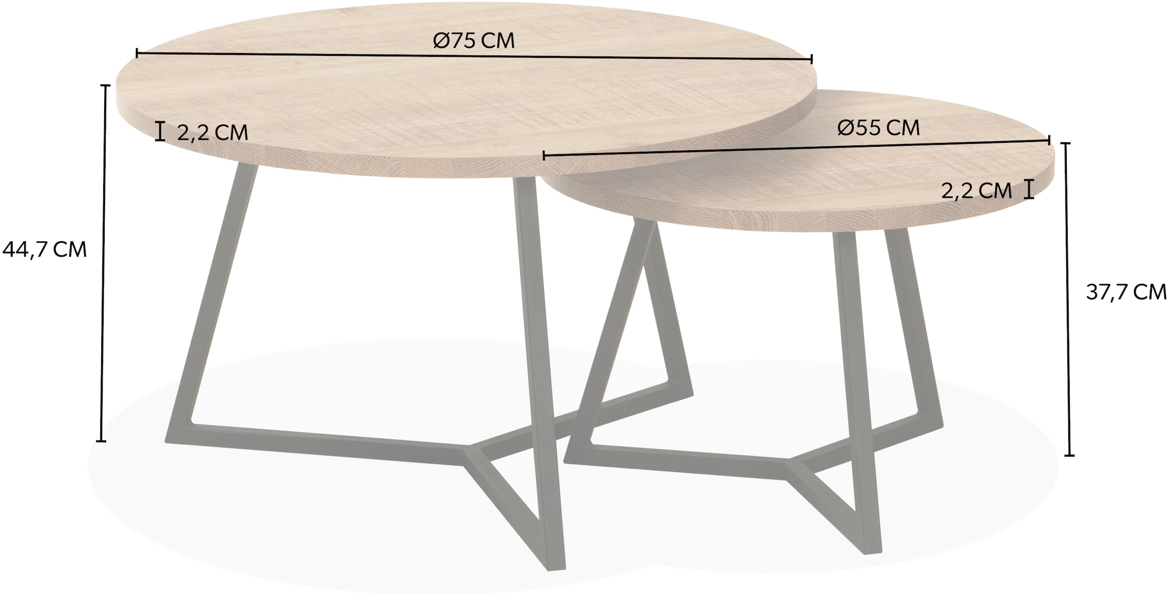 OMG Design Couchtisch »Torino«, (1 St.), im 2er Set, variabel stellbar