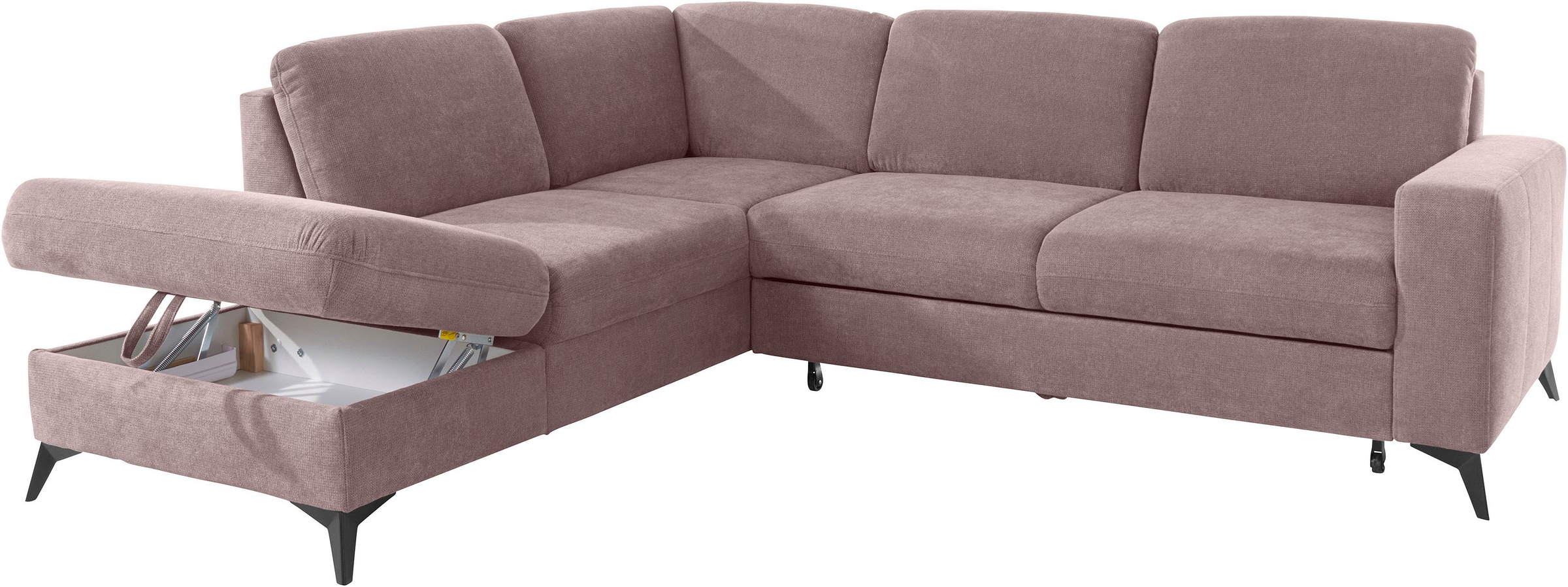 Places of Style Ecksofa »Lolland L-Form«, Wahlweise mit Bettfunktion und Stauraum, auch mit abwischbarem Bezug