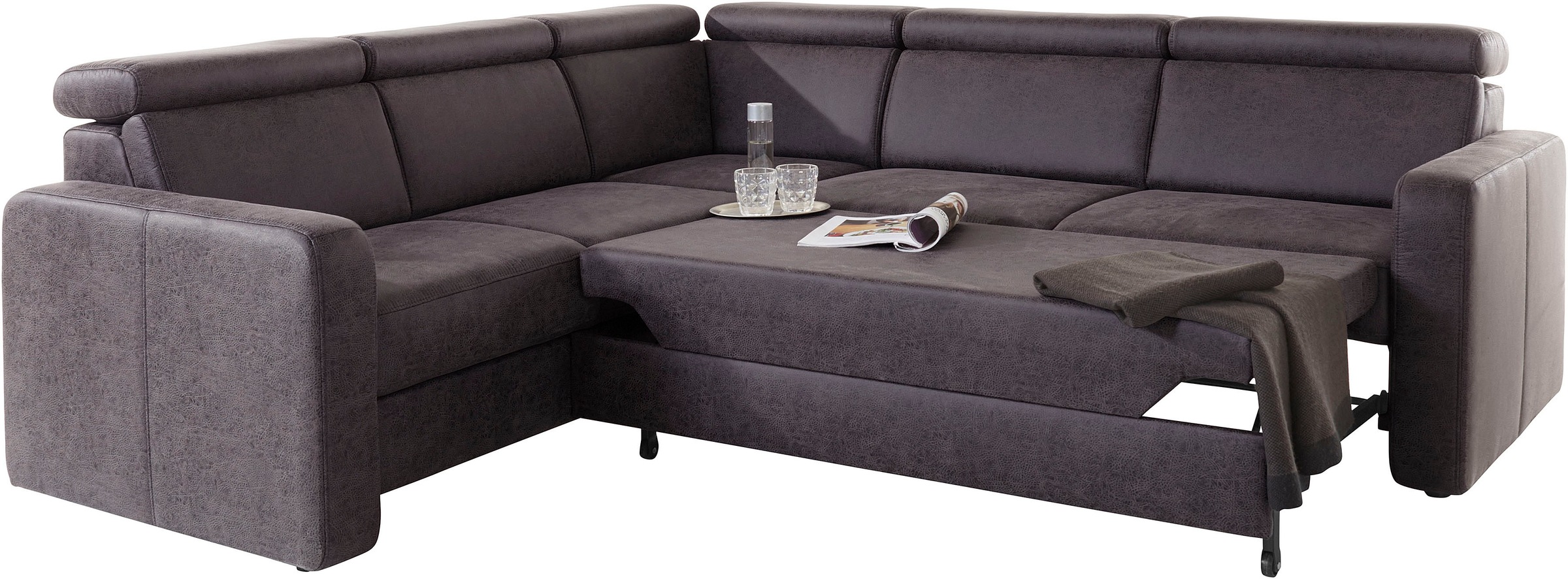 sit&more Ecksofa »Bologna L-Form«, Kopfteilverstellung, wahlweise mit Bettfunktion und Schubkasten