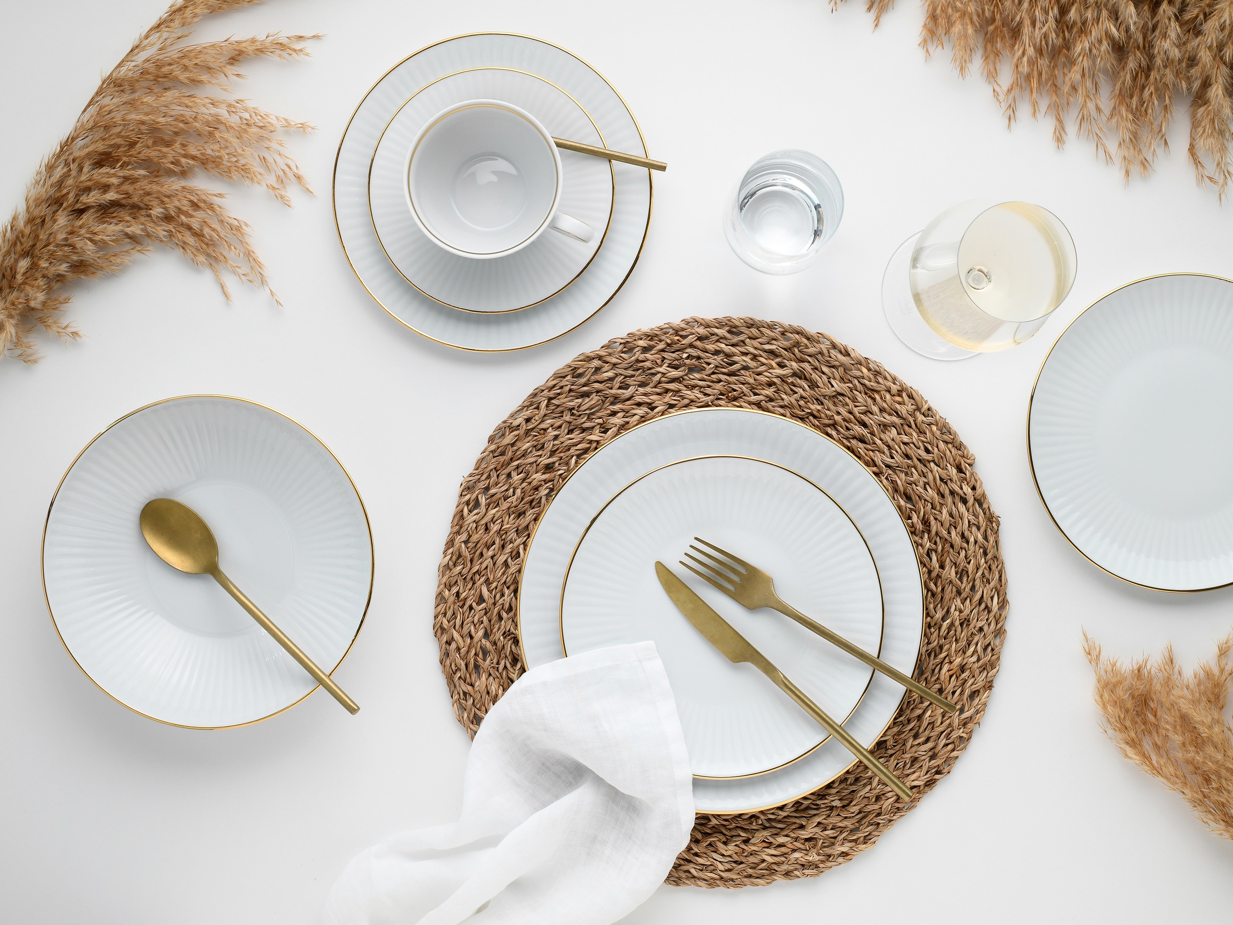 CreaTable Kombiservice »Valencia Gold, Kombi-Service 30-tlg«, (Set, 30 tlg.), Elegant, Goldrand