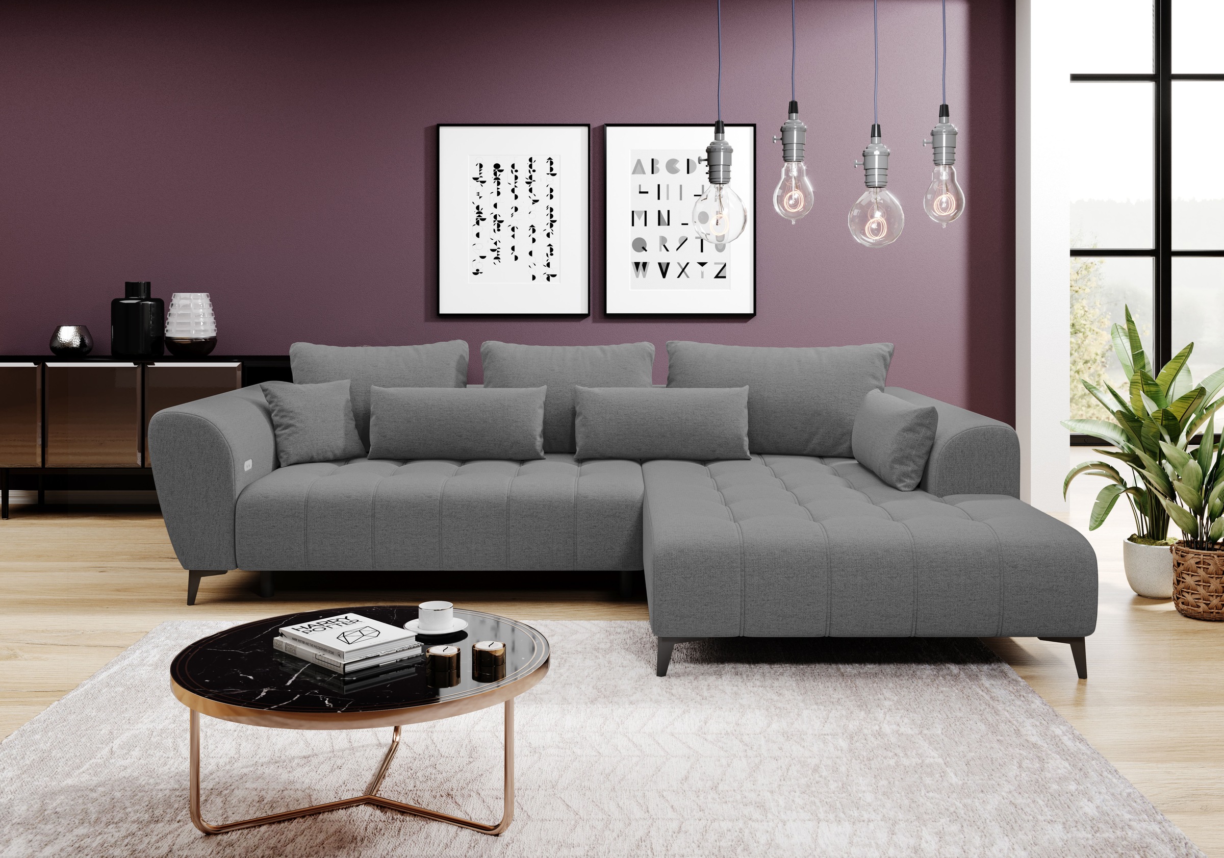 WERK2 Ecksofa »Garay, XXL-Liegefläche: elektrisch ausziehbar auf ca. 228×12 günstig online kaufen