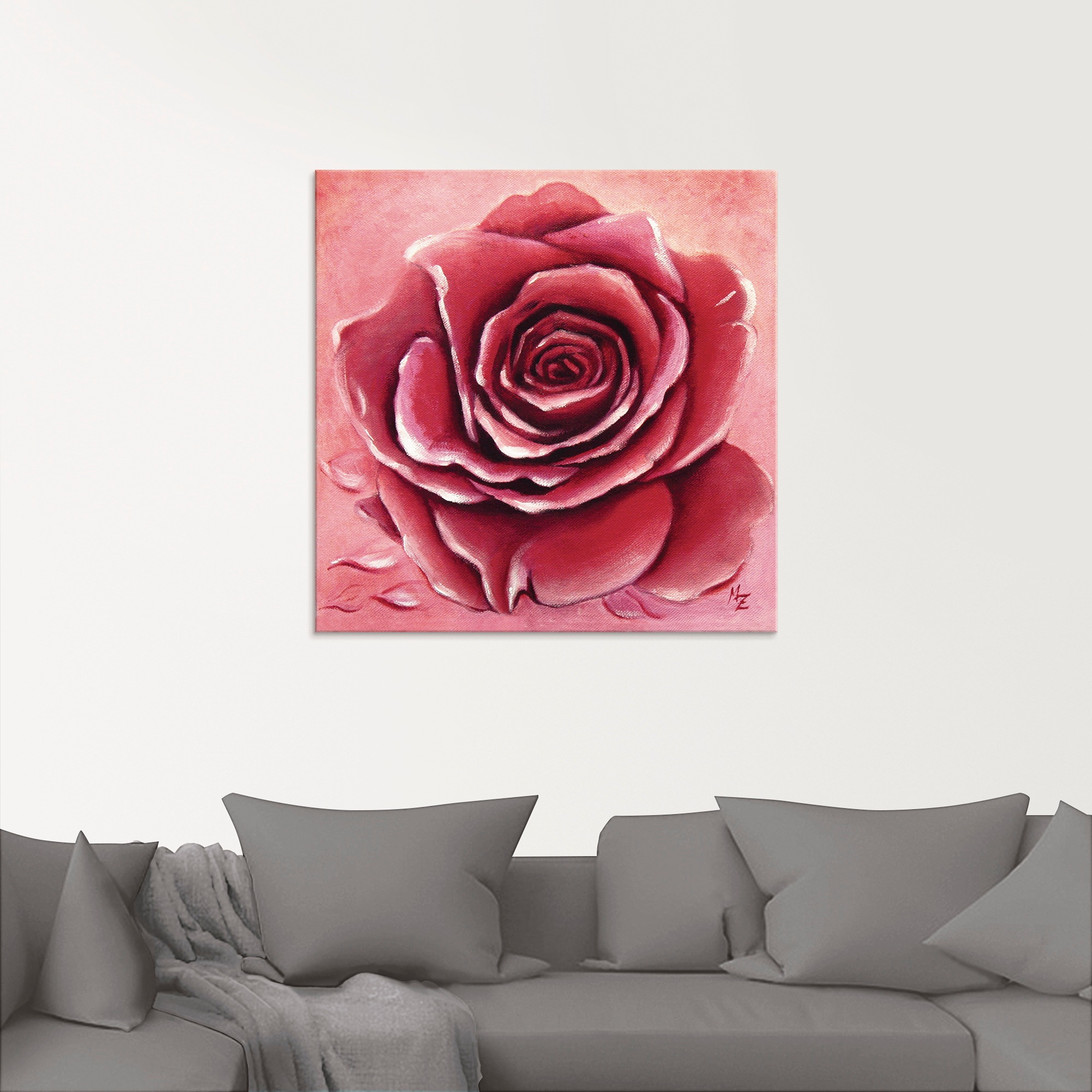 Artland Glasbild »Rote Rose handgemalt« Blumen 1 Stk. tlg. in verschiedenen Größen