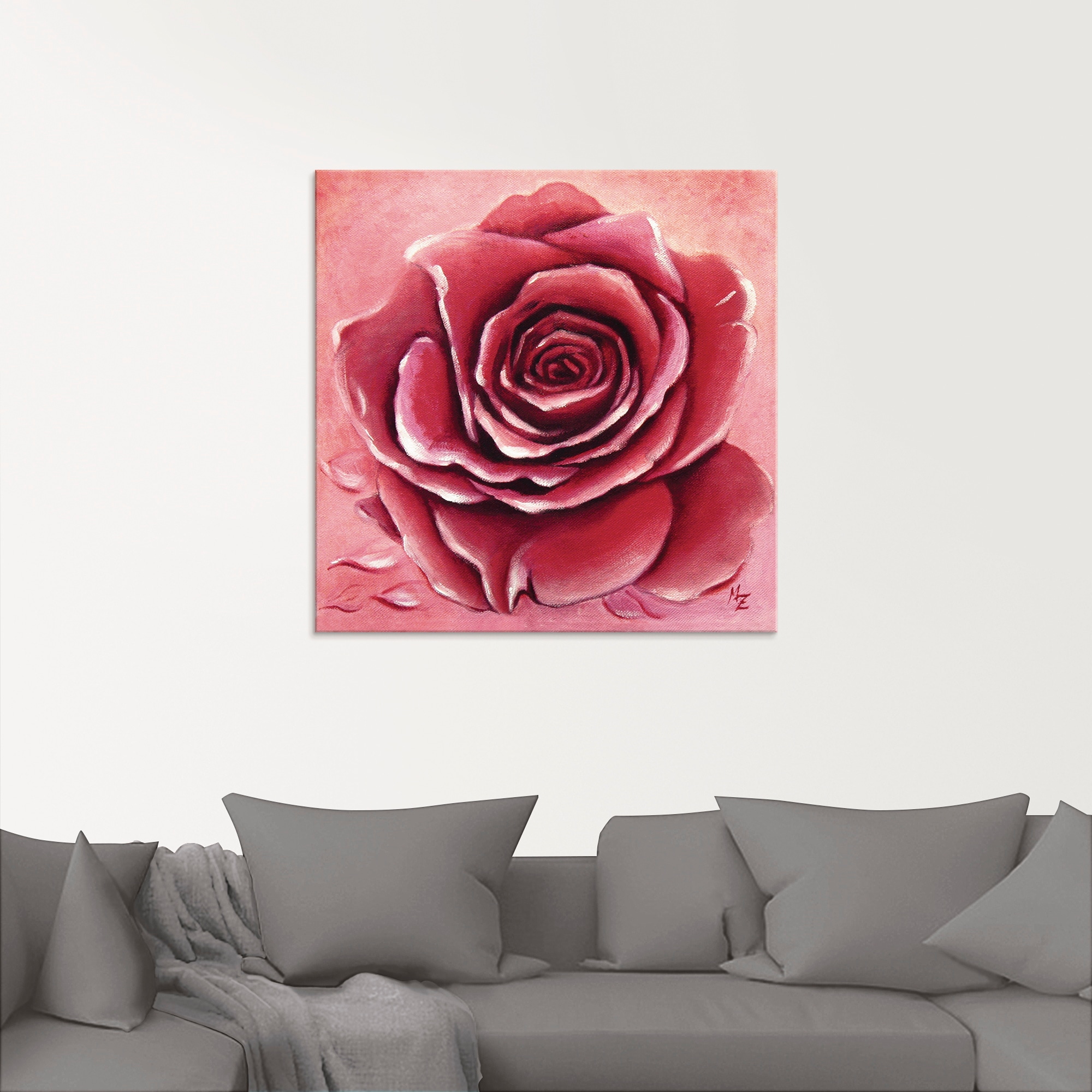 Artland Glasbild »Rote Rose handgemalt«, Blumen, (1 St.), in verschiedenen günstig online kaufen