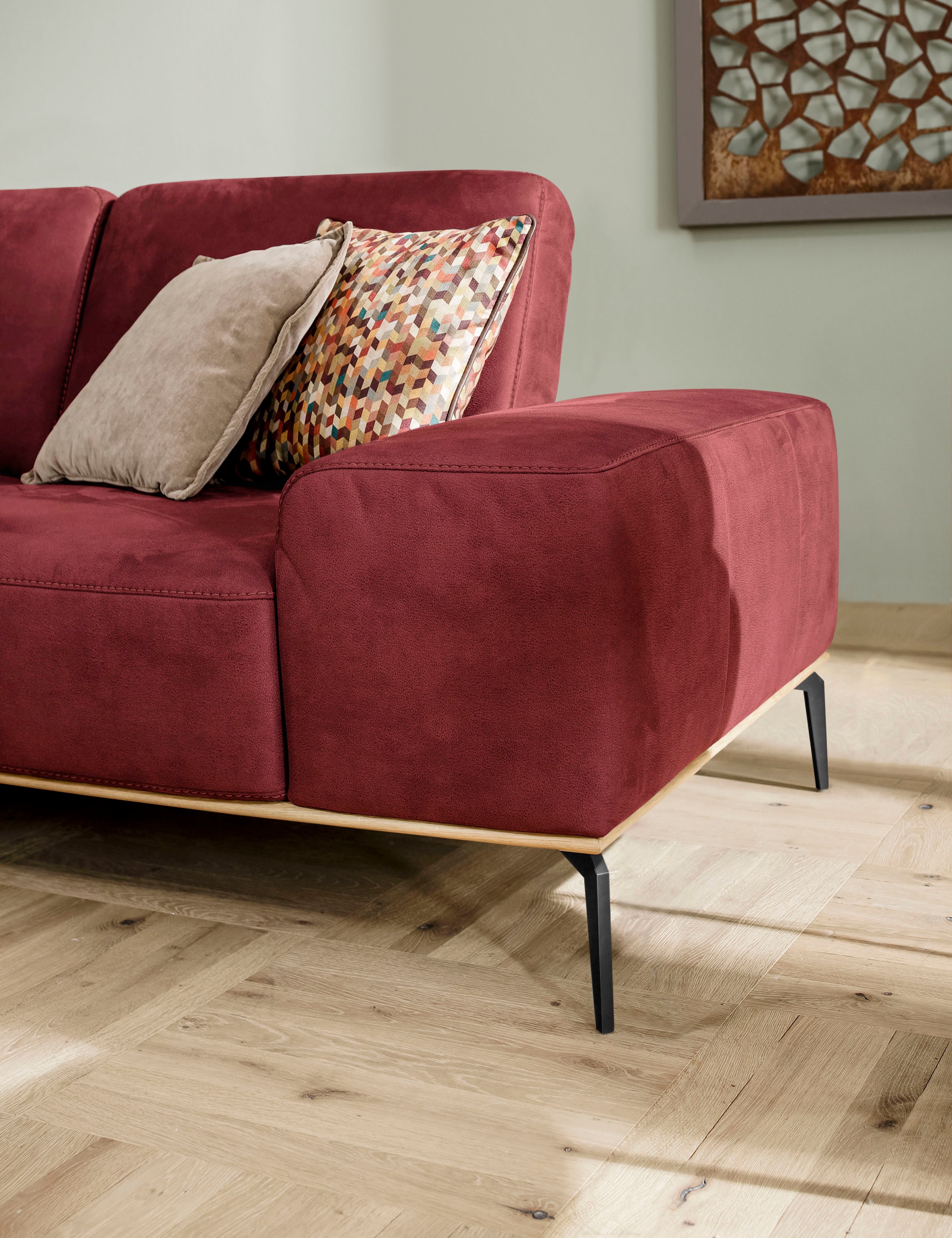 W.SCHILLIG Ecksofa »run, Designsofa mit tollem Sitzkomfort, bequem, L-Form«, mit Holzsockel, Füße in Schwarz pulverbeschichtet, Breite 279 cm
