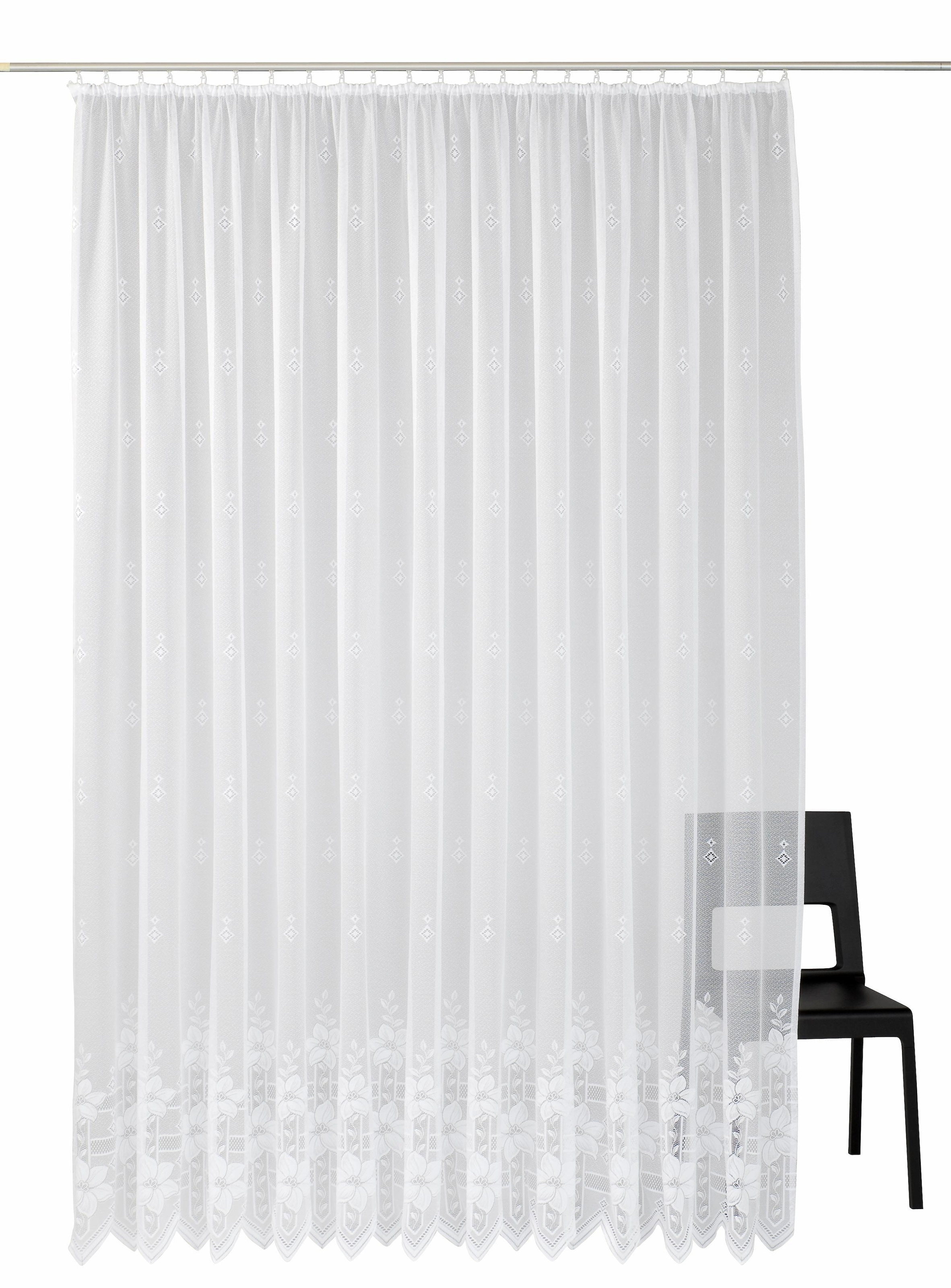 Weckbrodt Gardine »Wien«, (1 St.), Jacquard, strukturiert, Allover,floral,halbtransparent, Bordüre, Store