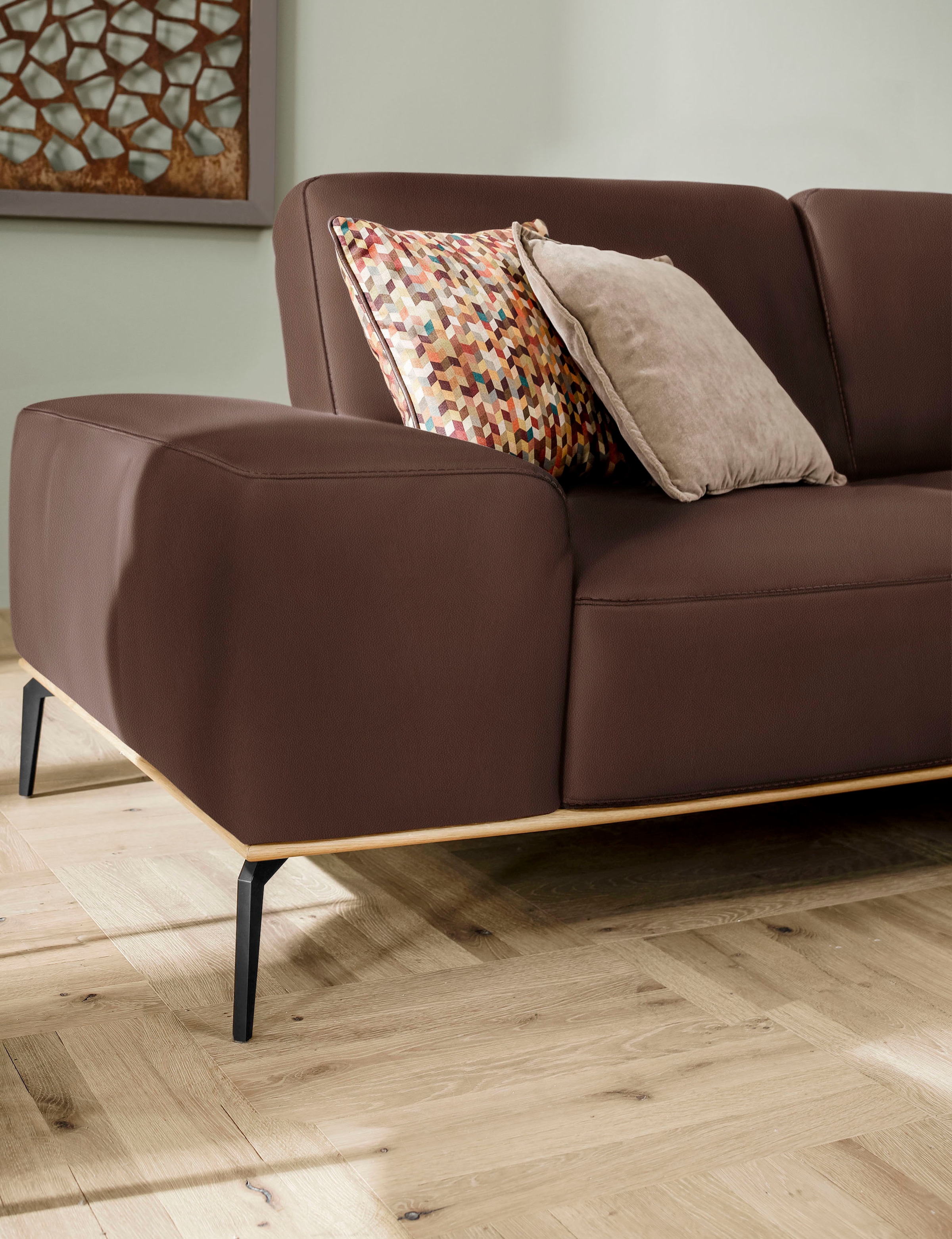 W.SCHILLIG Ecksofa »run, Designsofa mit tollem Sitzkomfort, bequem, L-Form«, mit Holzsockel, Füße in Schwarz pulverbeschichtet, Breite 319 cm