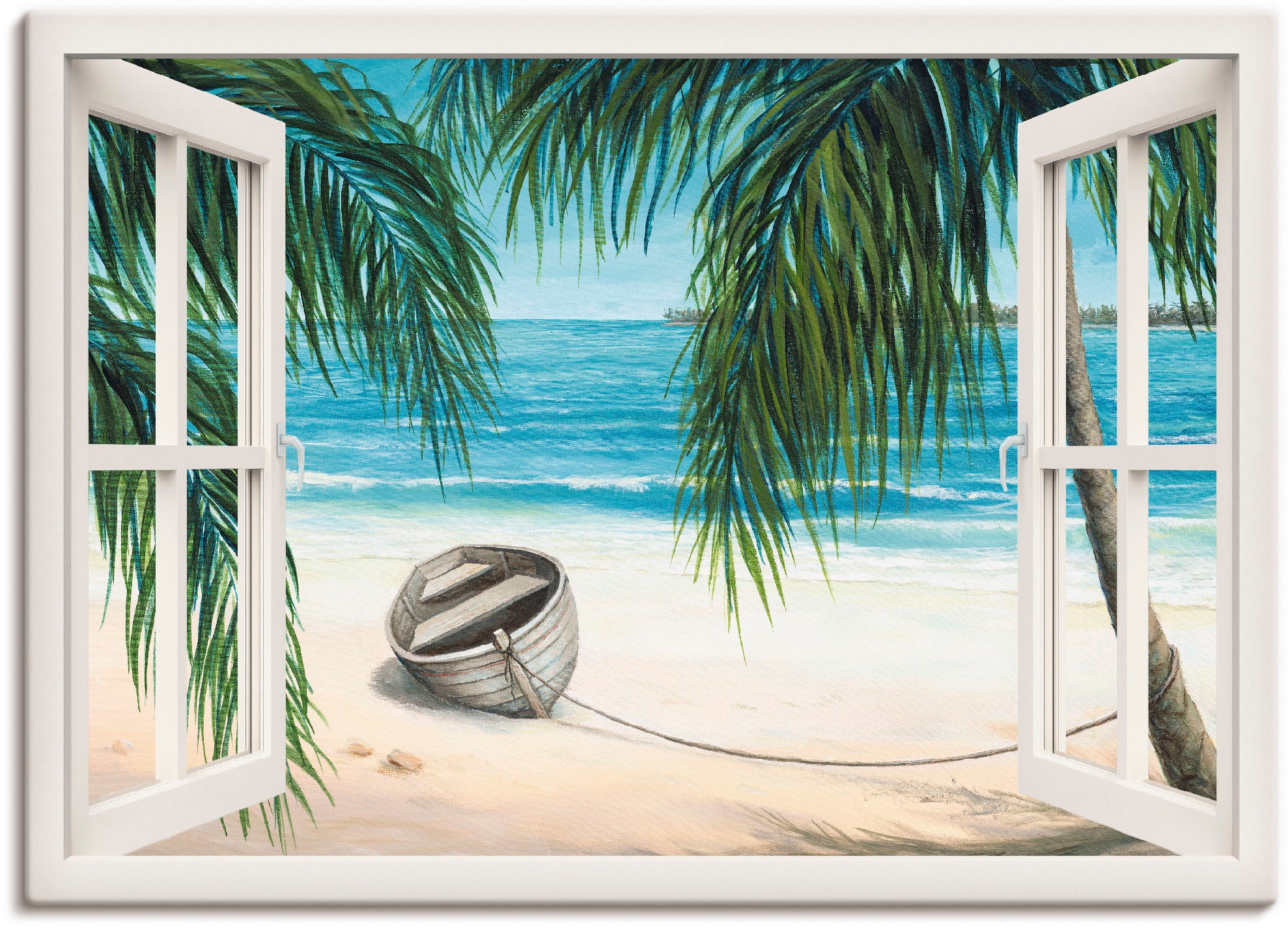 Artland Wandbild »Fensterblick - Karibik« Fensterblick 1 Stk. tlg. als Lein günstig online kaufen