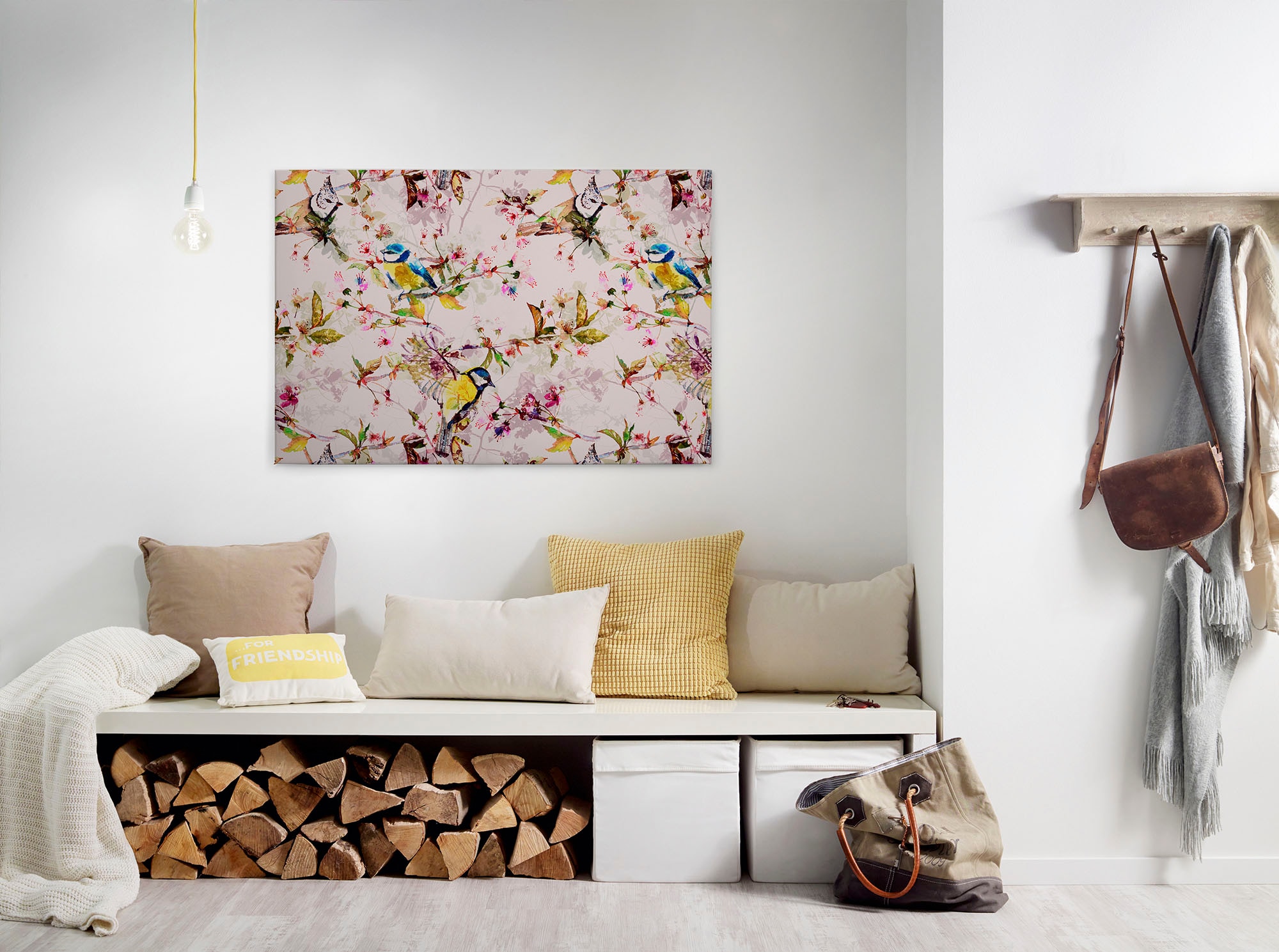 Bricoflor Buntes Wandbild Mit Vögeln Leinwandbild Mit Vogel Und Blumen Für günstig online kaufen