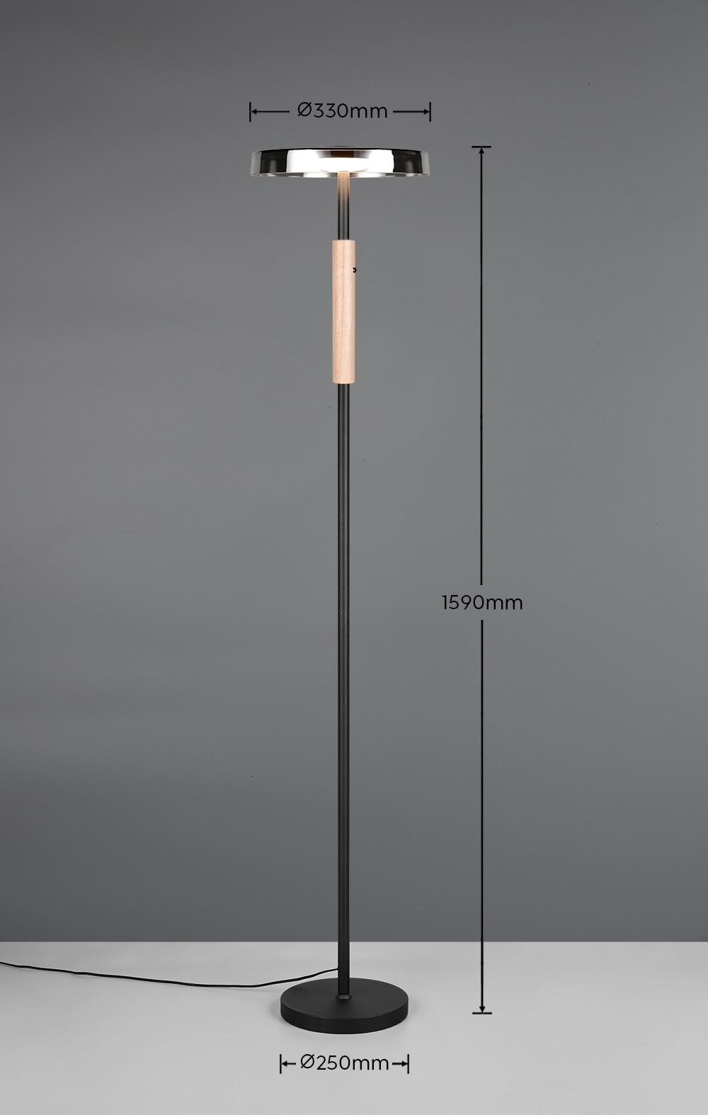 TRIO Leuchten LED Stehlampe »CELESTE, LED Stehleuchte mit 4-Stufen Touchdimmer 15W warmweiß 3000K«, 1 flammig, Leuchtmittel LED-Board | LED fest integriert, 1750 Lumen Höhe 160cm, Stehlampe mit Glasschirm Ø 33cm, Memoryfunktion