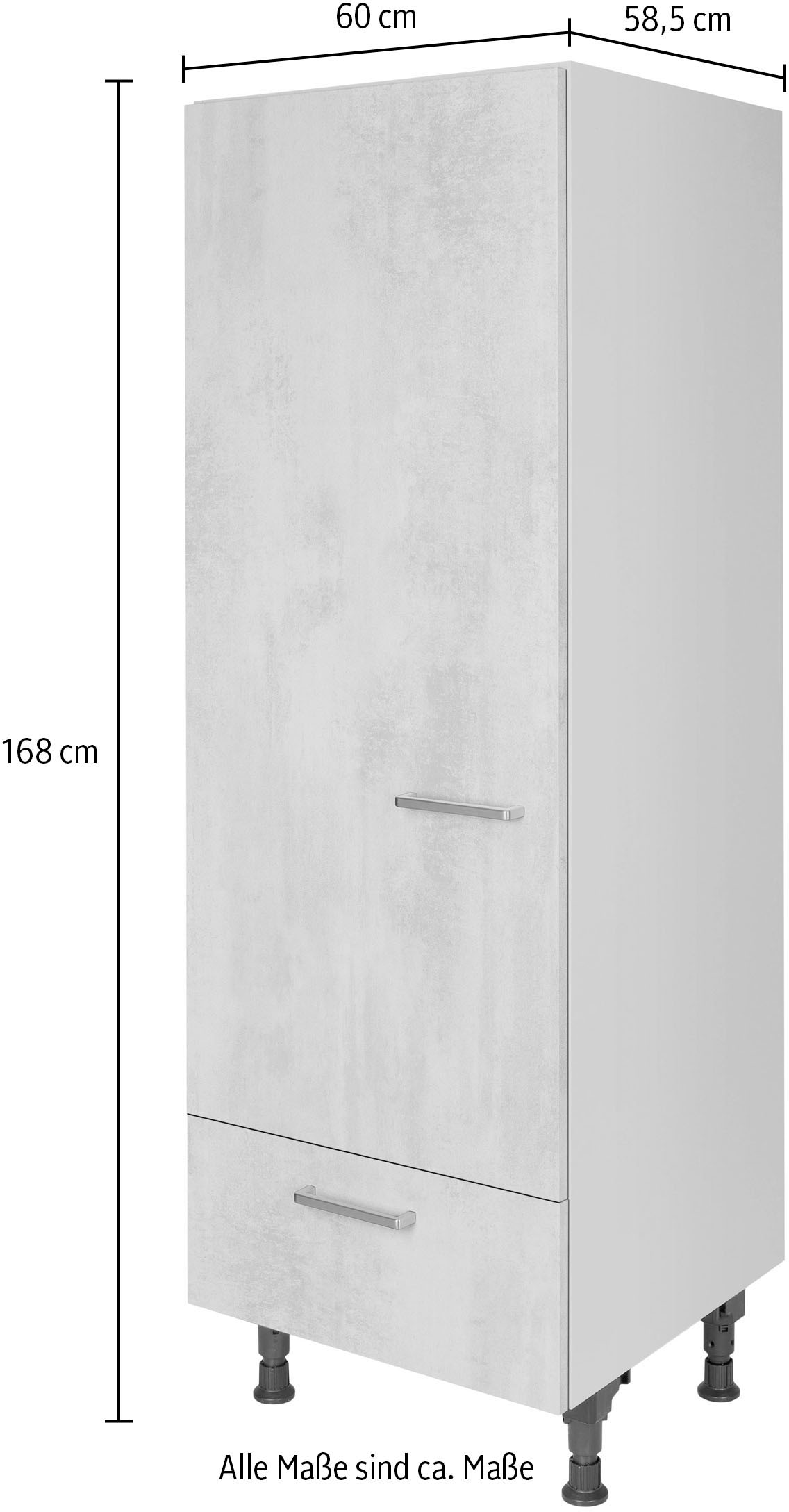 nobilia® Kühlumbauschrank »"Riva", Ausrichtung wählbar, mit Schubkasten,«, vormontiert, Breite/Höhe: 60/167,8 cm