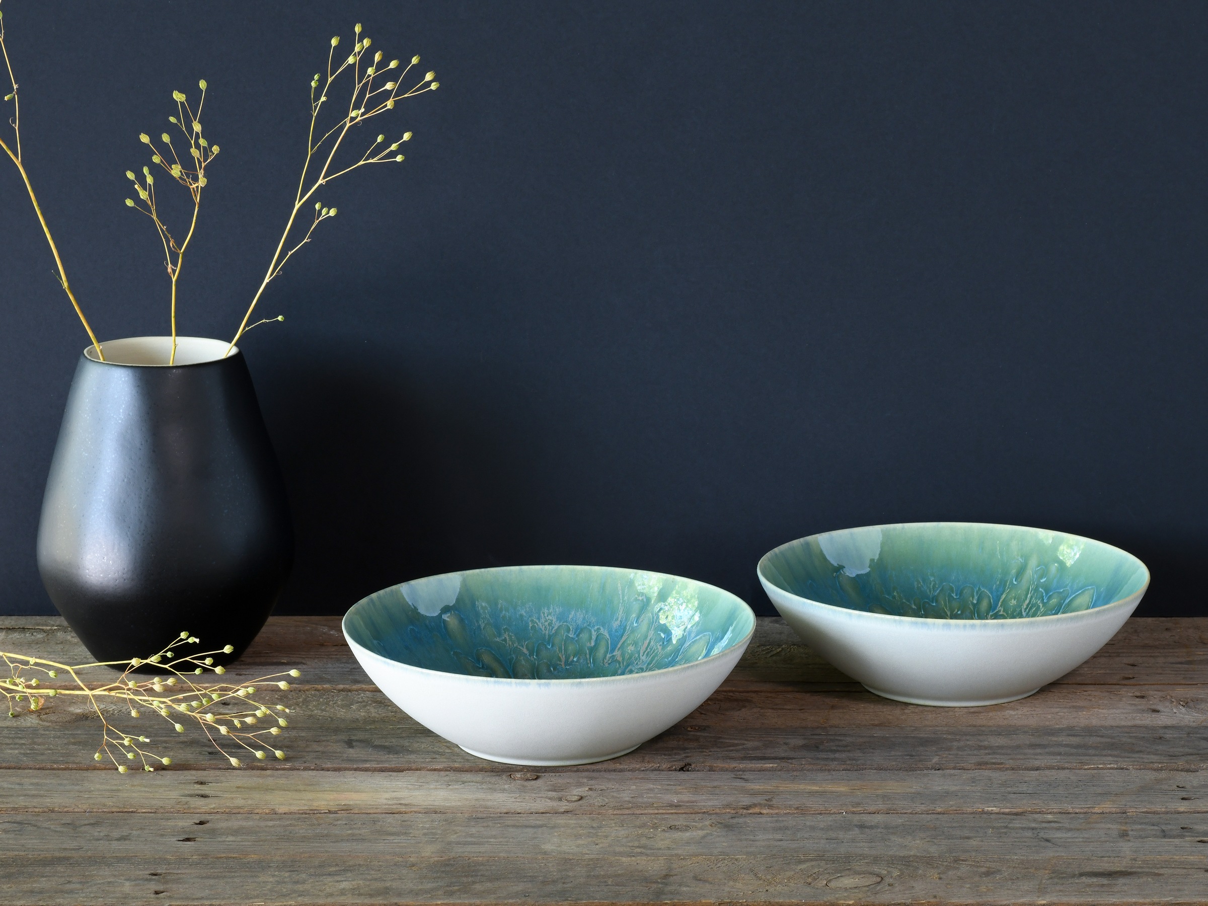 CreaTable Schüssel »Yuki« 2 Stk. aus Steinzeug Reaktiv-Digitaldruck, jedes Stück ein  Unikat, Ø 24 cm